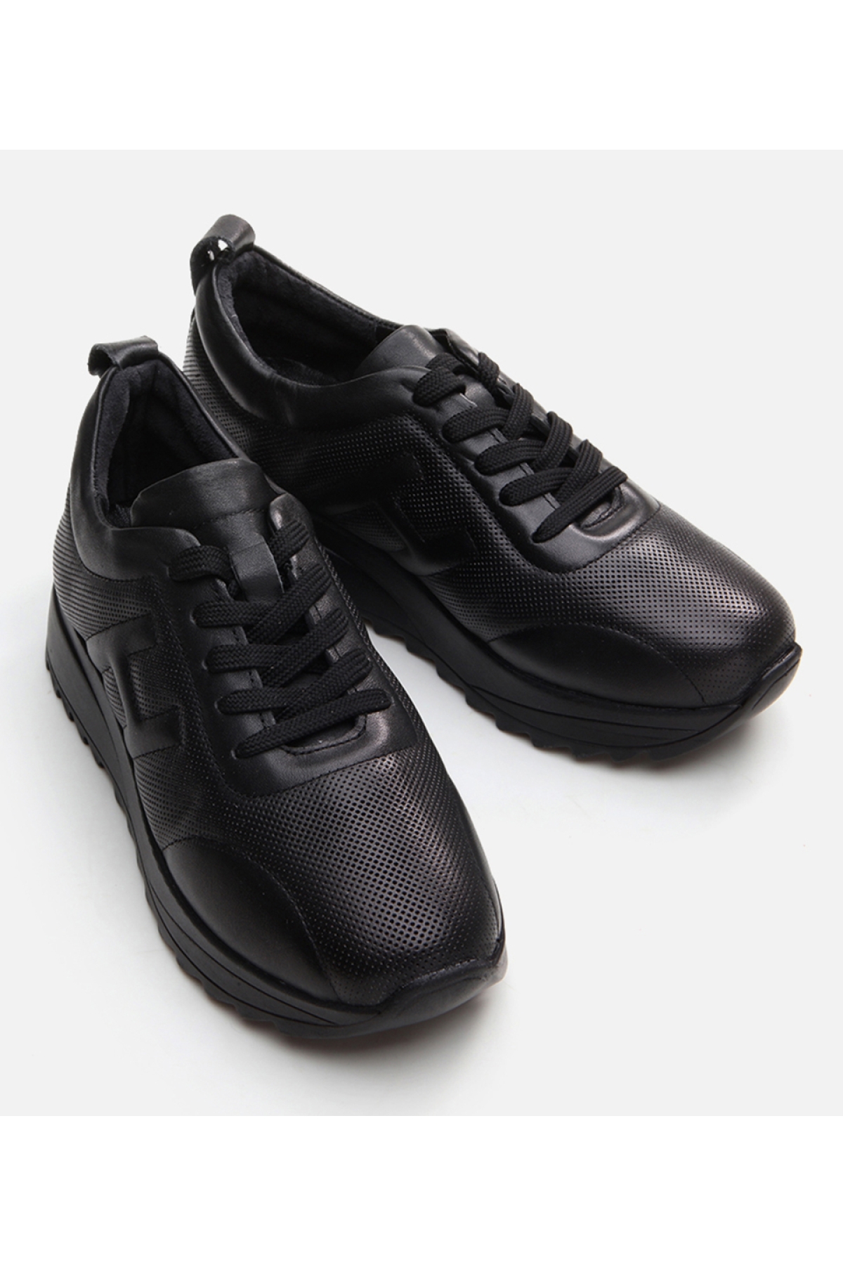 Kadın Deri Siyah Spor Ayakkabı - Görsel 4