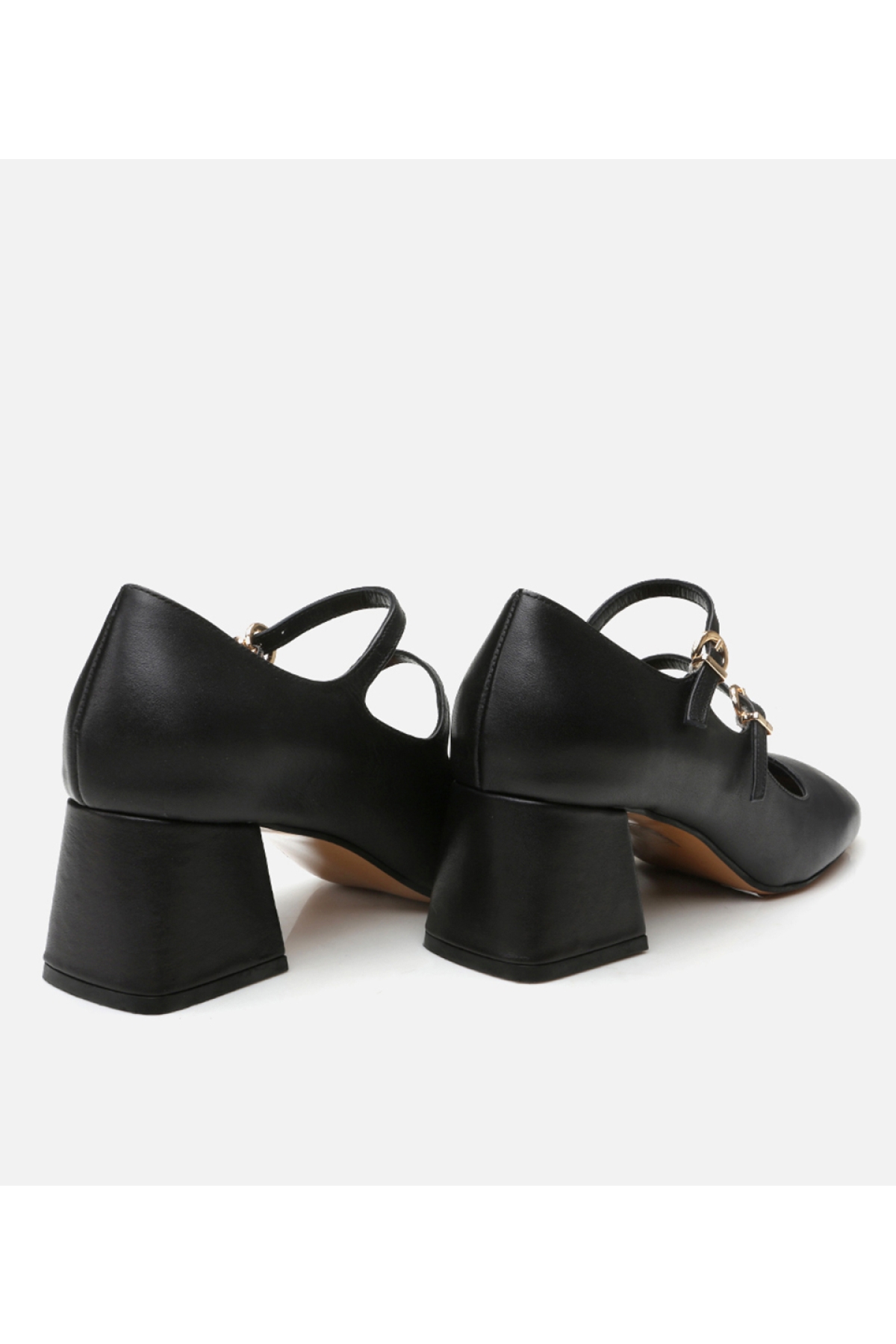 Kadın Deri Mary Jane Siyah Kalın Topuk - Görsel 5