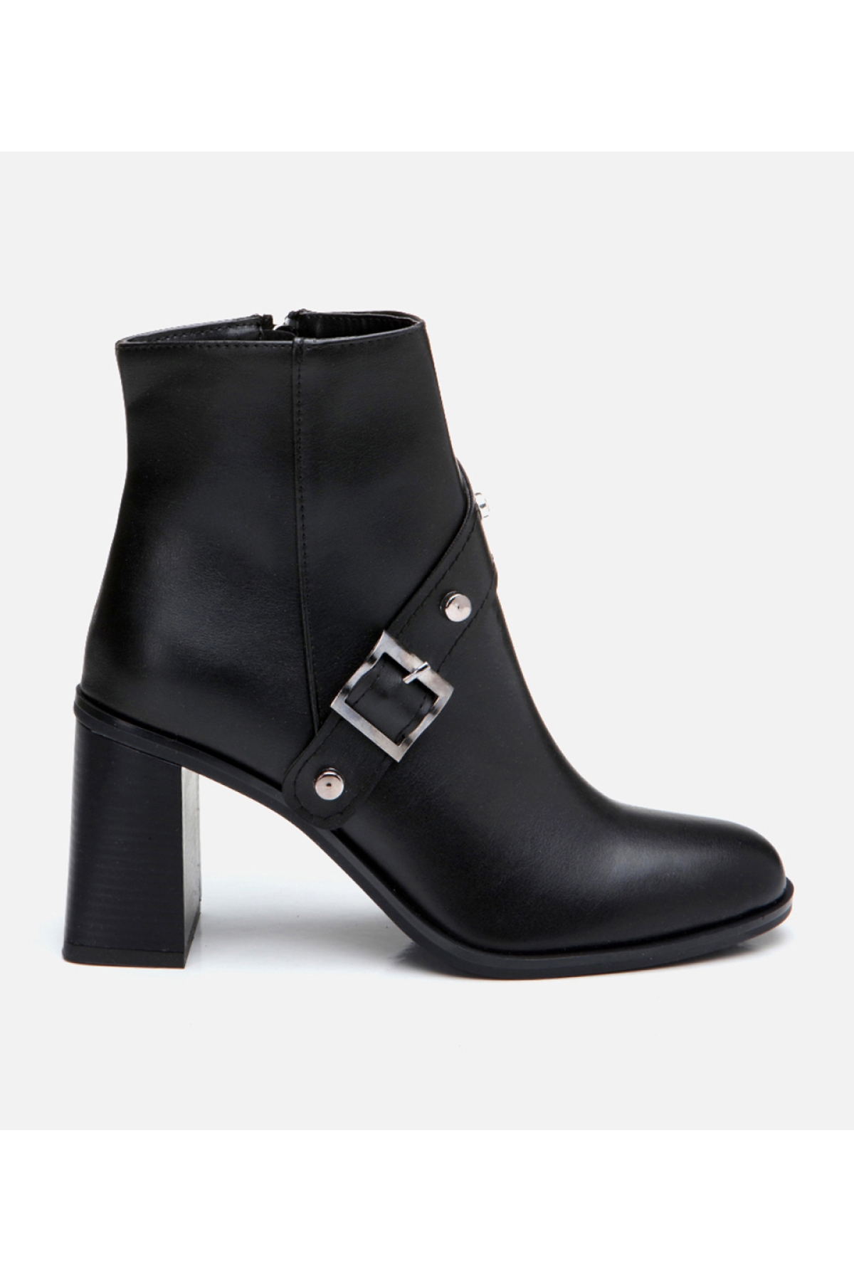 Kadın Siyah Tokalı Topuklu Bot - Görsel 2