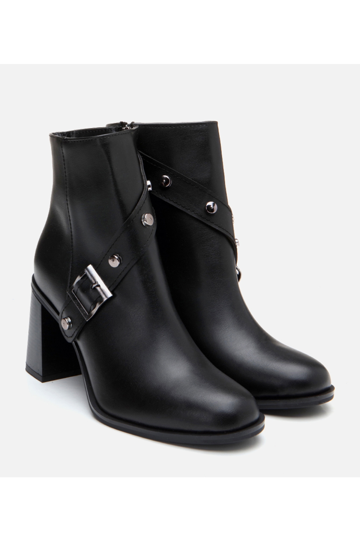 Kadın Siyah Tokalı Topuklu Bot - Görsel 3