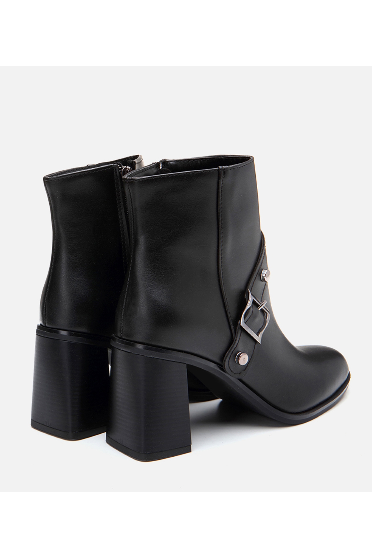 Kadın Siyah Tokalı Topuklu Bot - Görsel 5