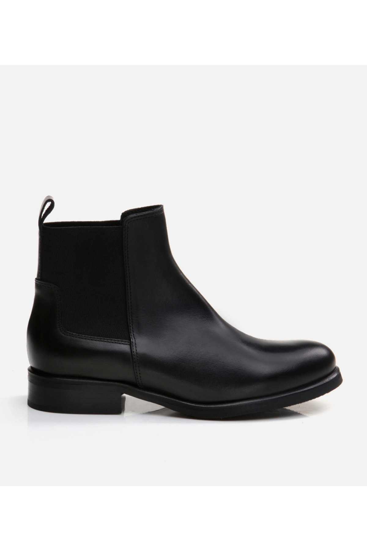 Kadın Deri Siyah Lastik Detaylı Düz Bot - Görsel 2