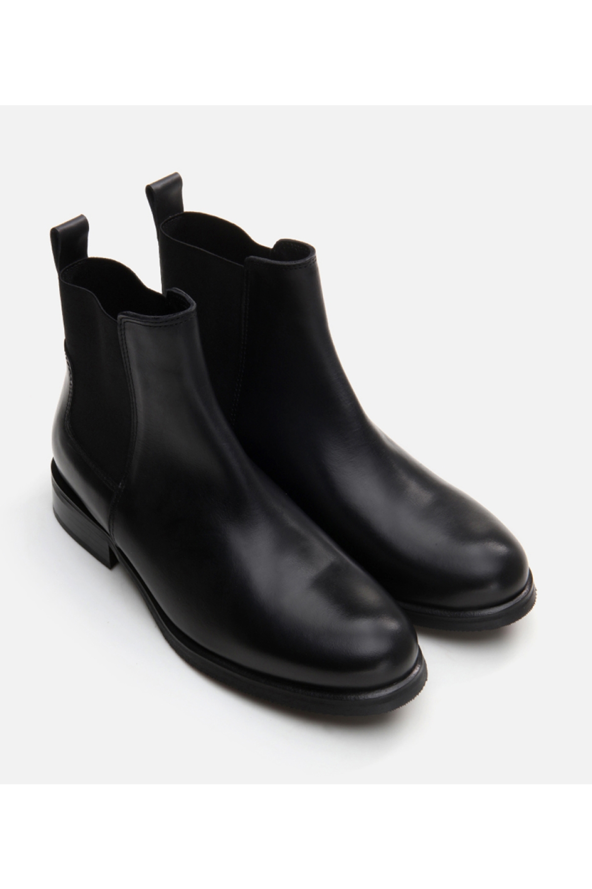 Kadın Deri Siyah Lastik Detaylı Düz Bot - Görsel 3