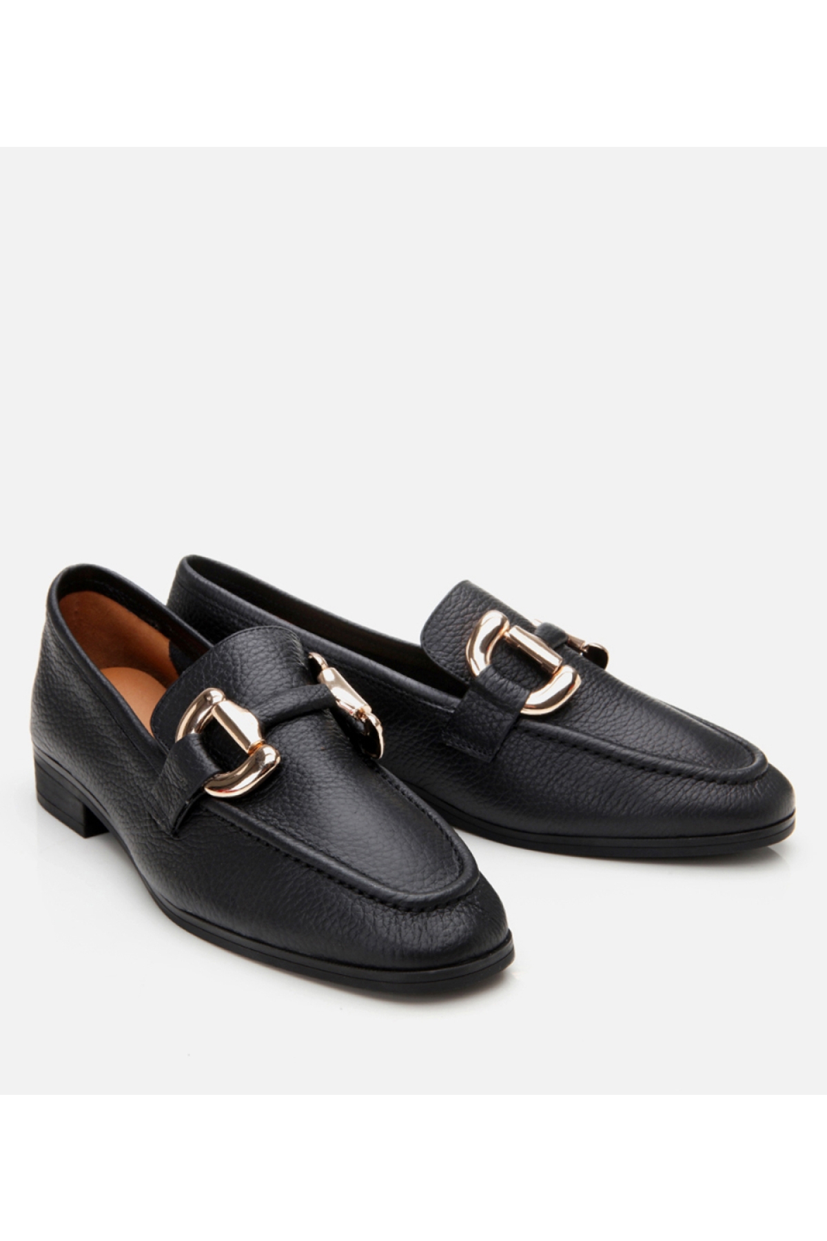 Kadın Deri Siyah Tokalı Günlük Loafer - Görsel 3