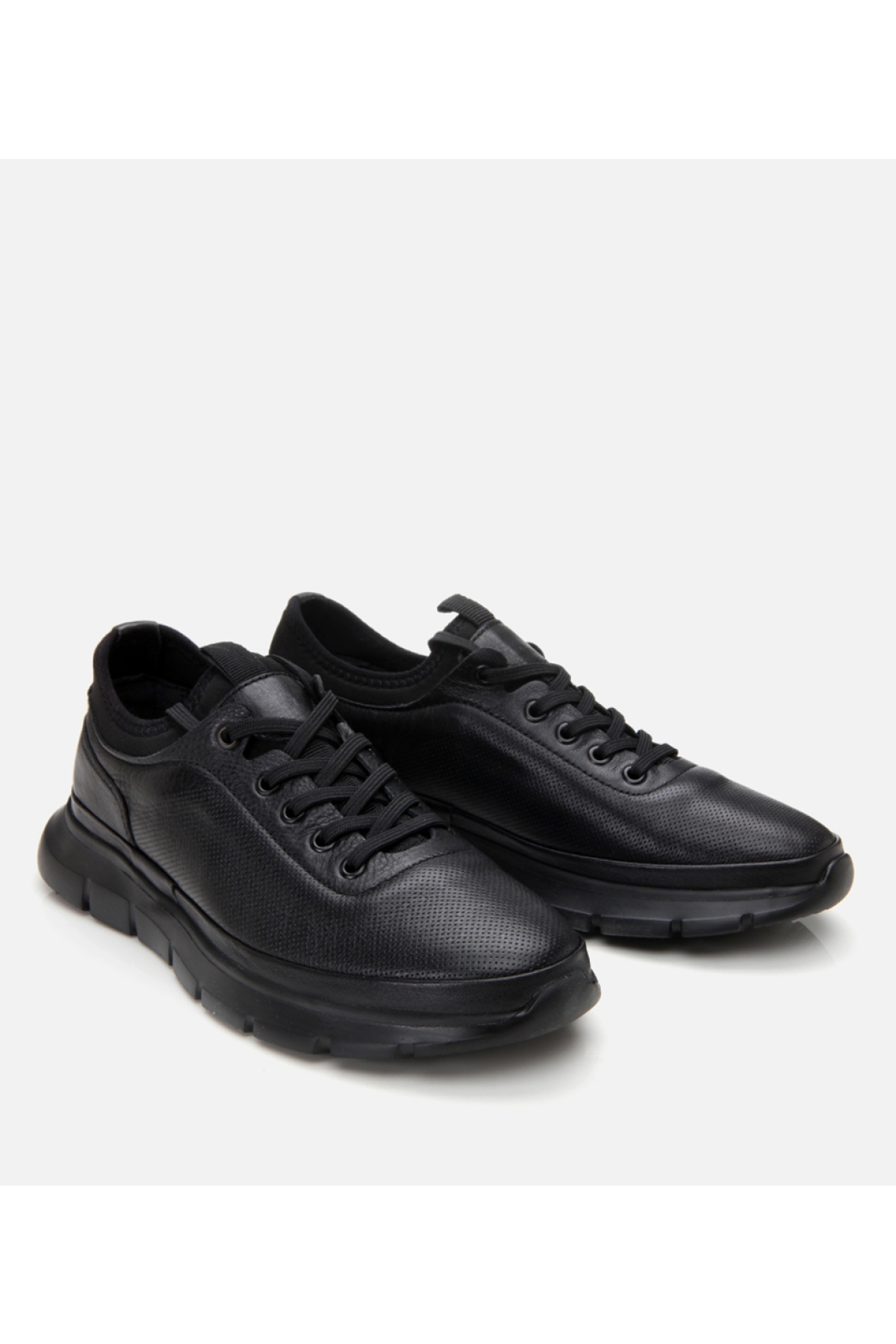 Erkek Deri Siyah Ultra Hafif Tabanlı Spor Ayakkabı - Görsel 3