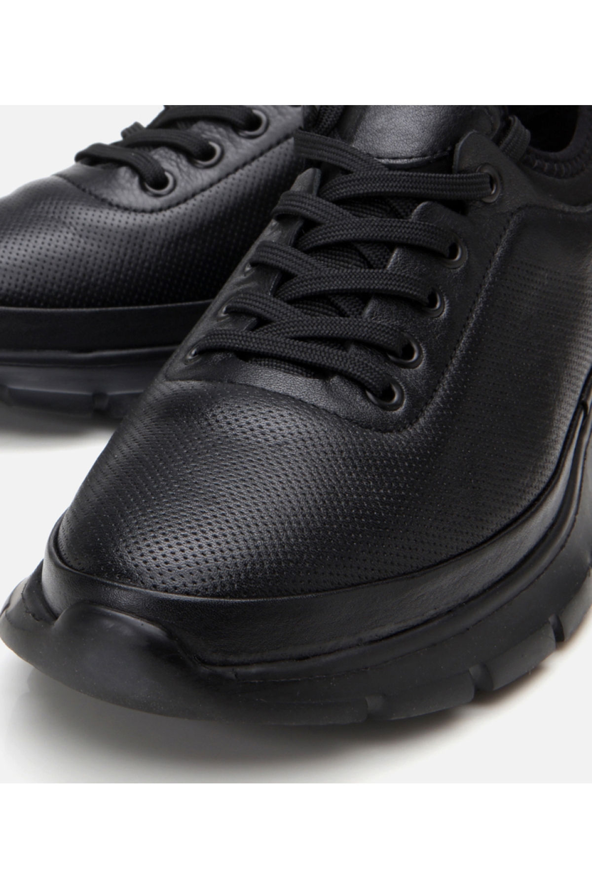 Erkek Deri Siyah Ultra Hafif Tabanlı Spor Ayakkabı - Görsel 5