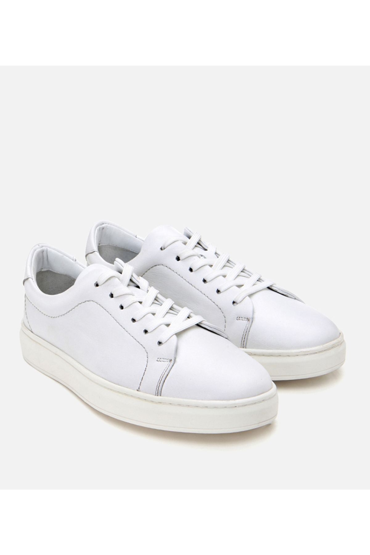 Erkek Deri Beyaz Spor Ayakkabı - Görsel 3