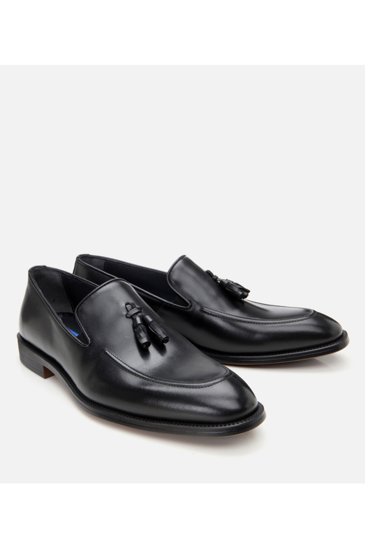 Erkek Deri Siyah Püskül Detaylı Klasik Loafer - Görsel 3