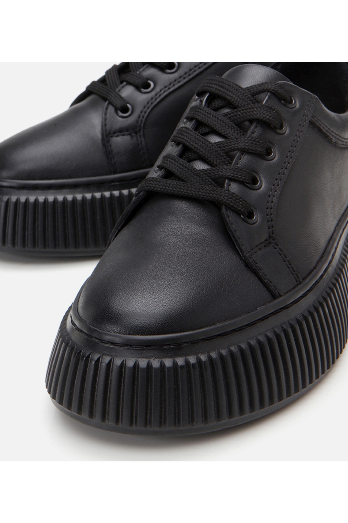 Kadın Deri Siyah Kalın Tabanlı Spor Ayakkabı - Görsel 5
