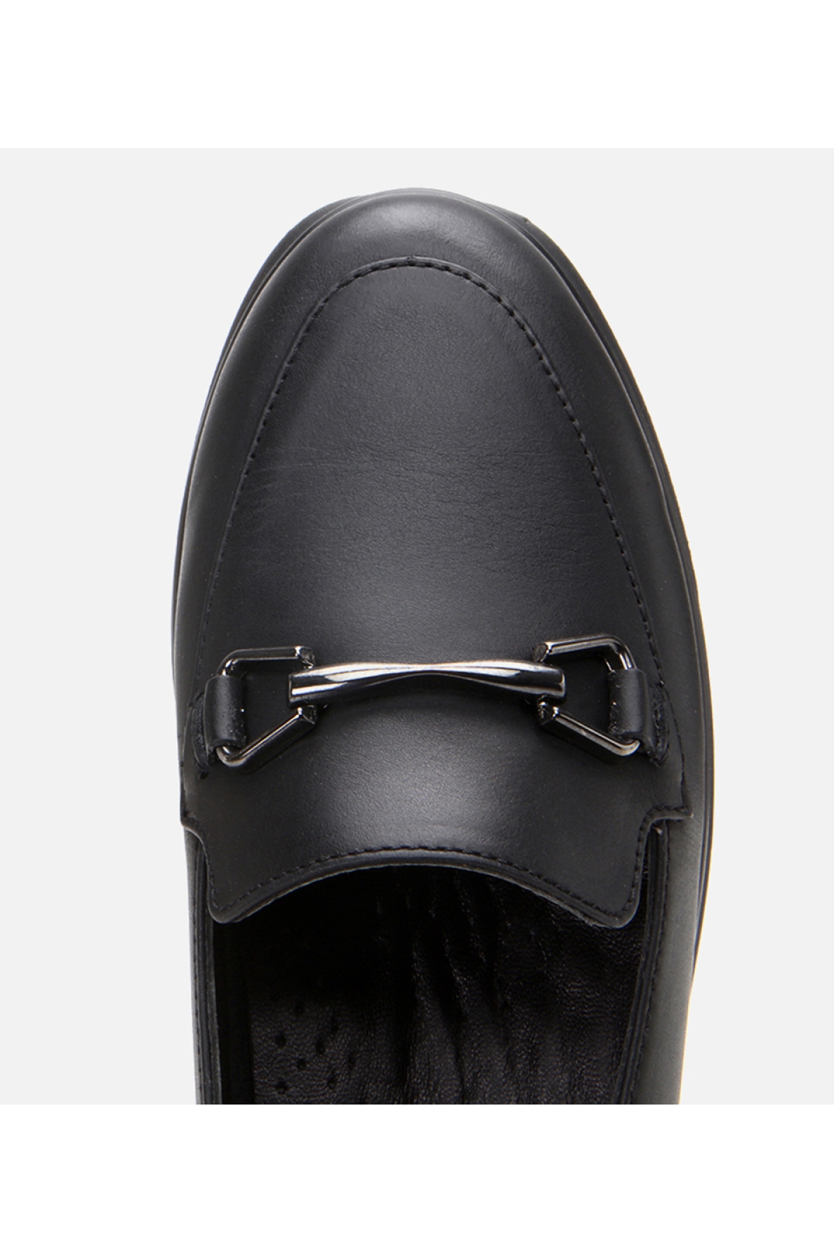 Kadın Deri Siyah Tokalı Günlük Loafer - Görsel 5