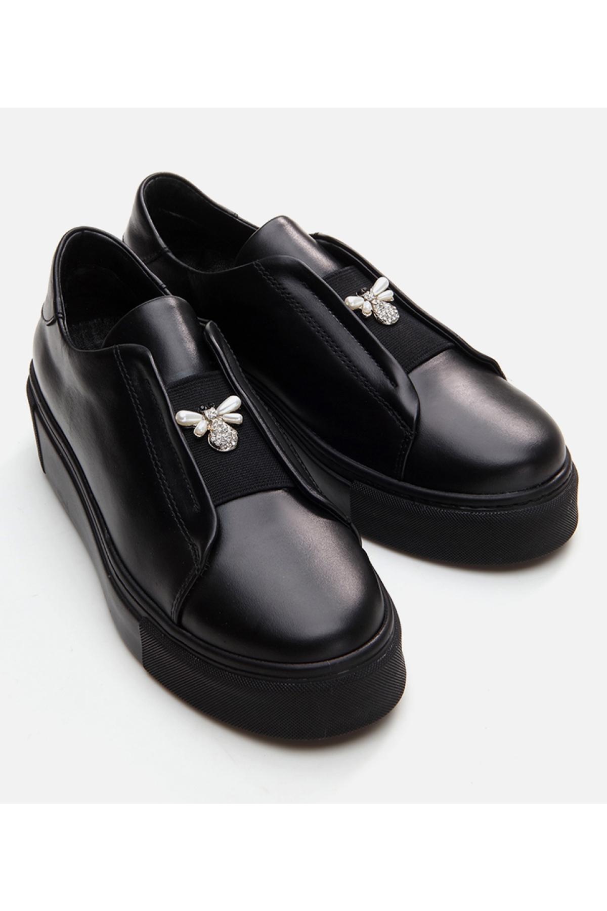 Kadın Deri Siyah Spor Ayakkabı - Görsel 4