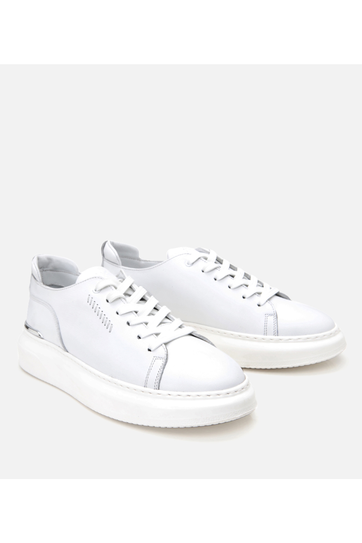 Erkek Deri Beyaz Toka Detaylı Spor Ayakkabı - Görsel 3