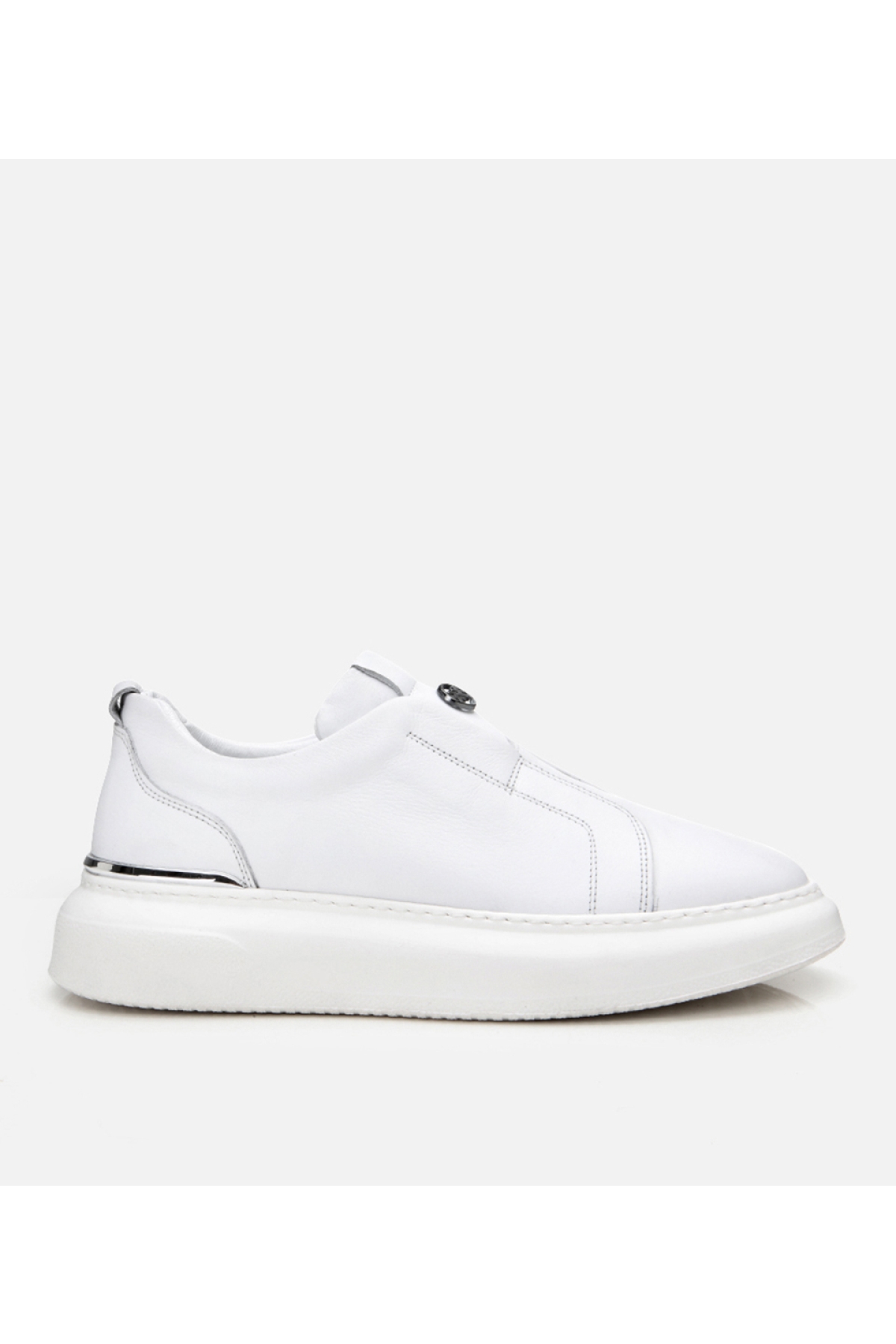Erkek Deri Beyaz Ultra Hafif Tabanlı Comfort Spor Ayakkabı - Görsel 2