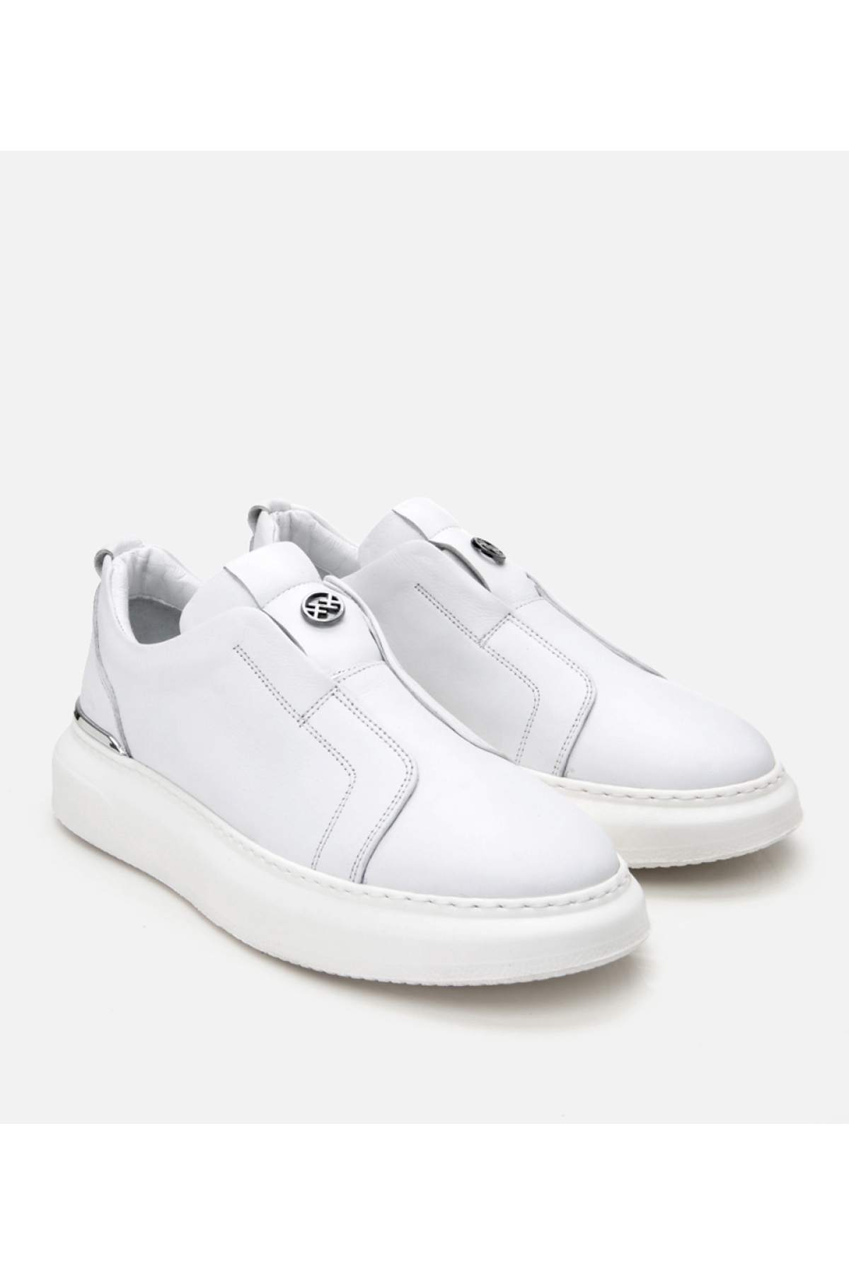 Erkek Deri Beyaz Ultra Hafif Tabanlı Comfort Spor Ayakkabı - Görsel 3