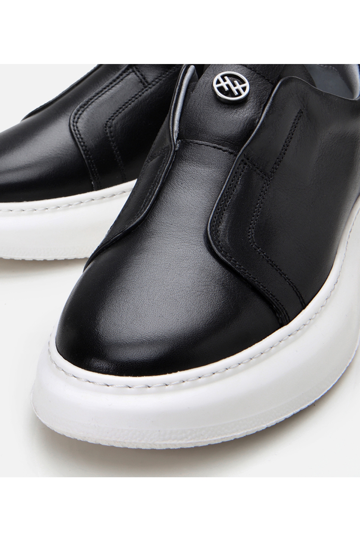 Erkek Deri Siyah Ultra Hafif Tabanlı Comfort Spor Ayakkabı - Görsel 4