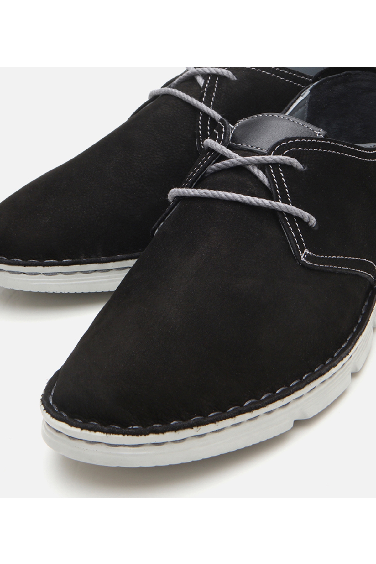 Erkek Nubuk Deri Siyah Ultra Hafif Tabanlı Günlük Ayakkabı - Görsel 4