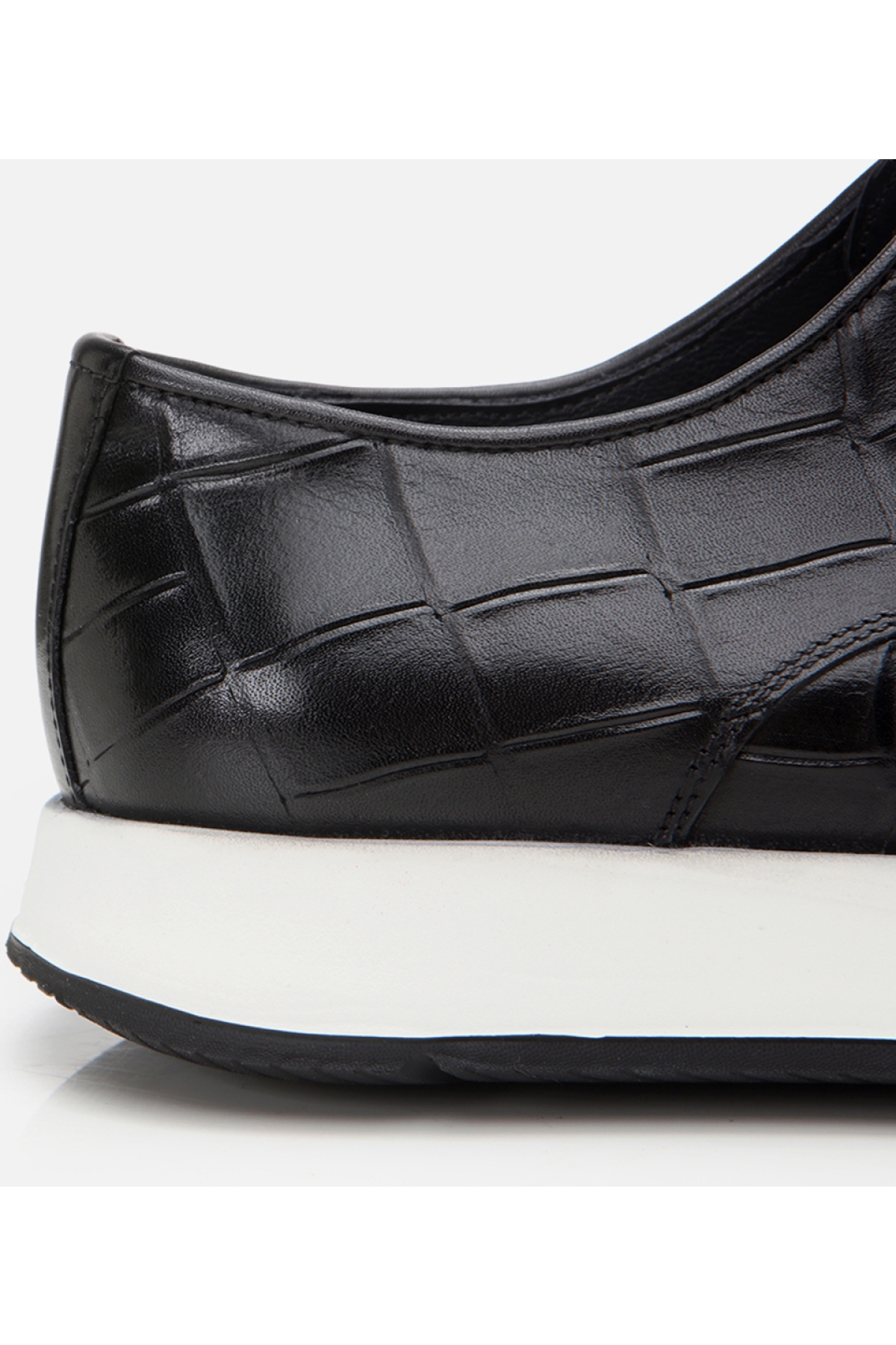 Erkek Deri Siyah Kroko Desenli Günlük Ayakkabı - Görsel 3