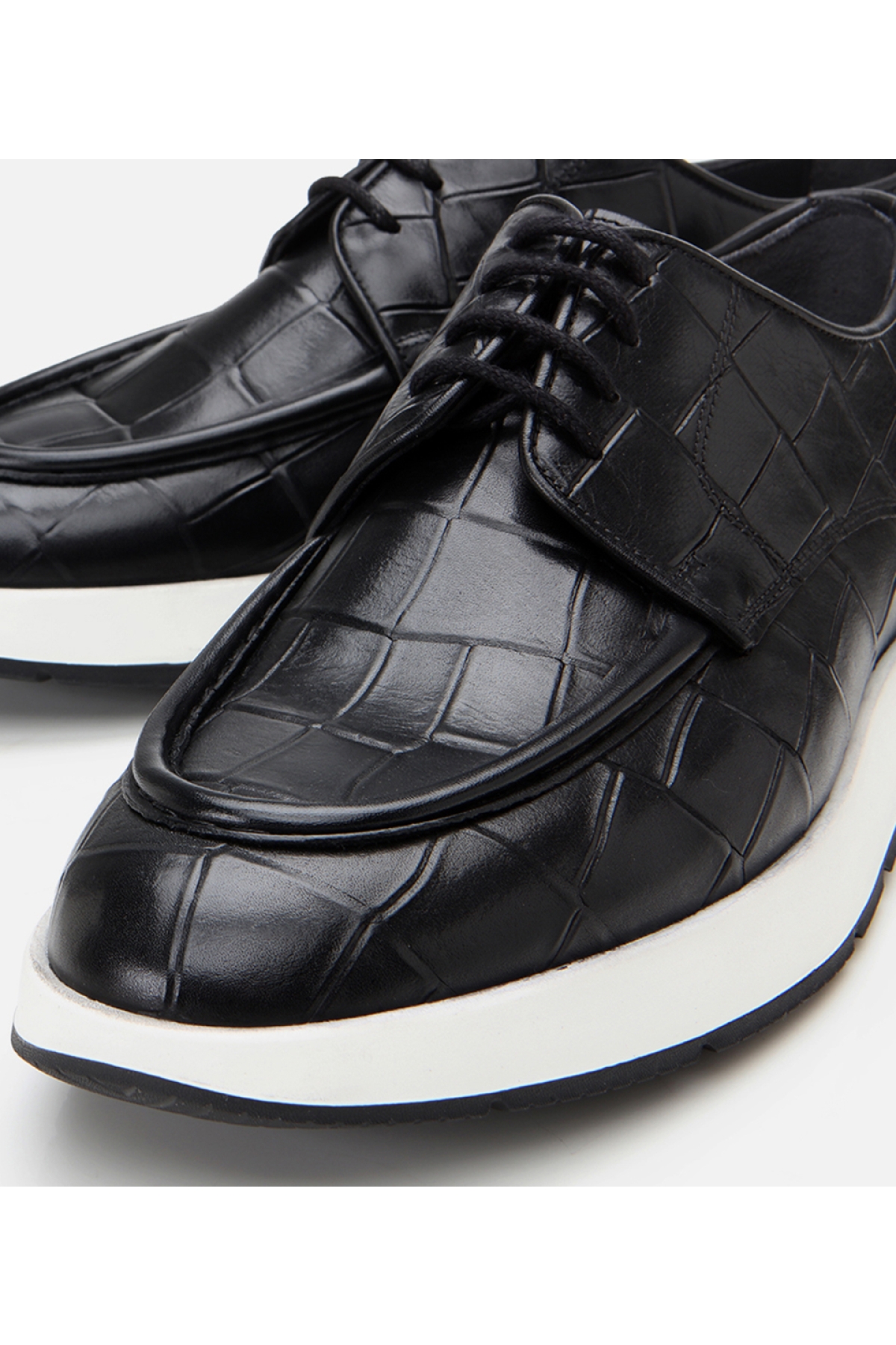 Erkek Deri Siyah Kroko Desenli Günlük Ayakkabı - Görsel 4