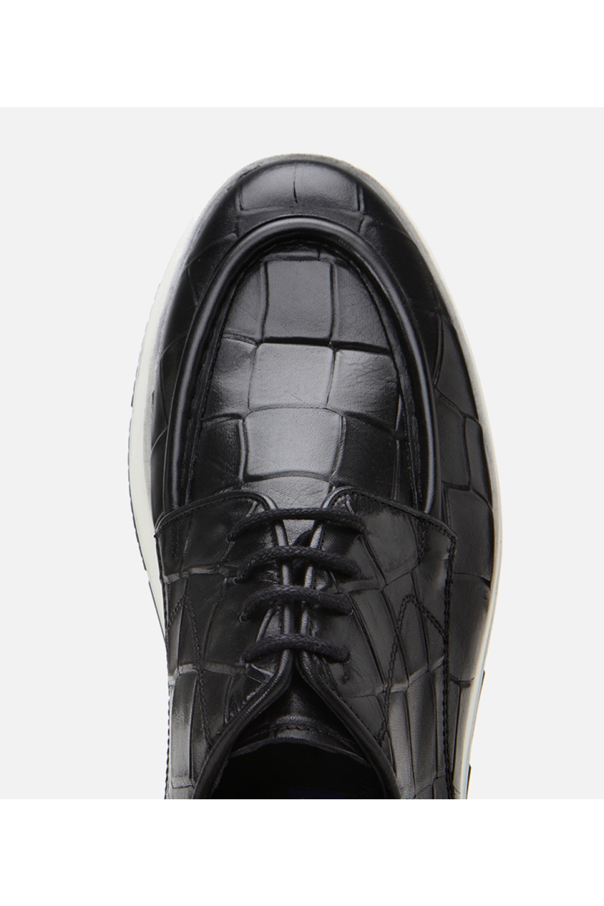 Erkek Deri Siyah Kroko Desenli Günlük Ayakkabı - Görsel 5