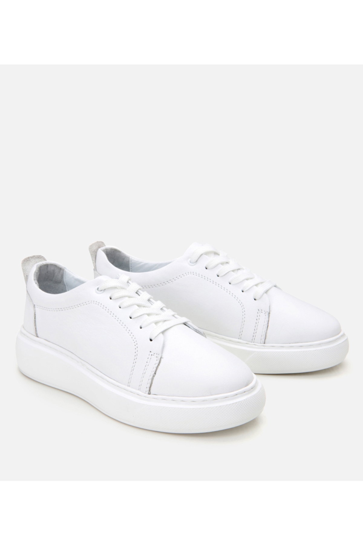 Kadın Deri Beyaz Kalın Tabanlı Spor Ayakkabı - Görsel 3