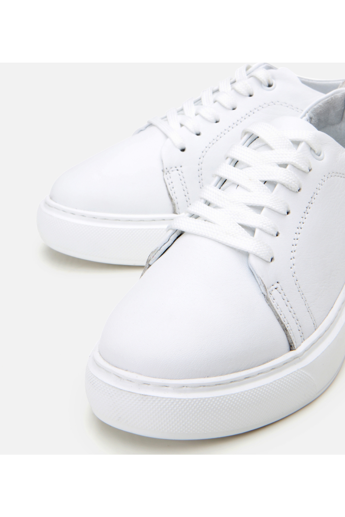 Kadın Deri Beyaz Kalın Tabanlı Spor Ayakkabı - Görsel 5