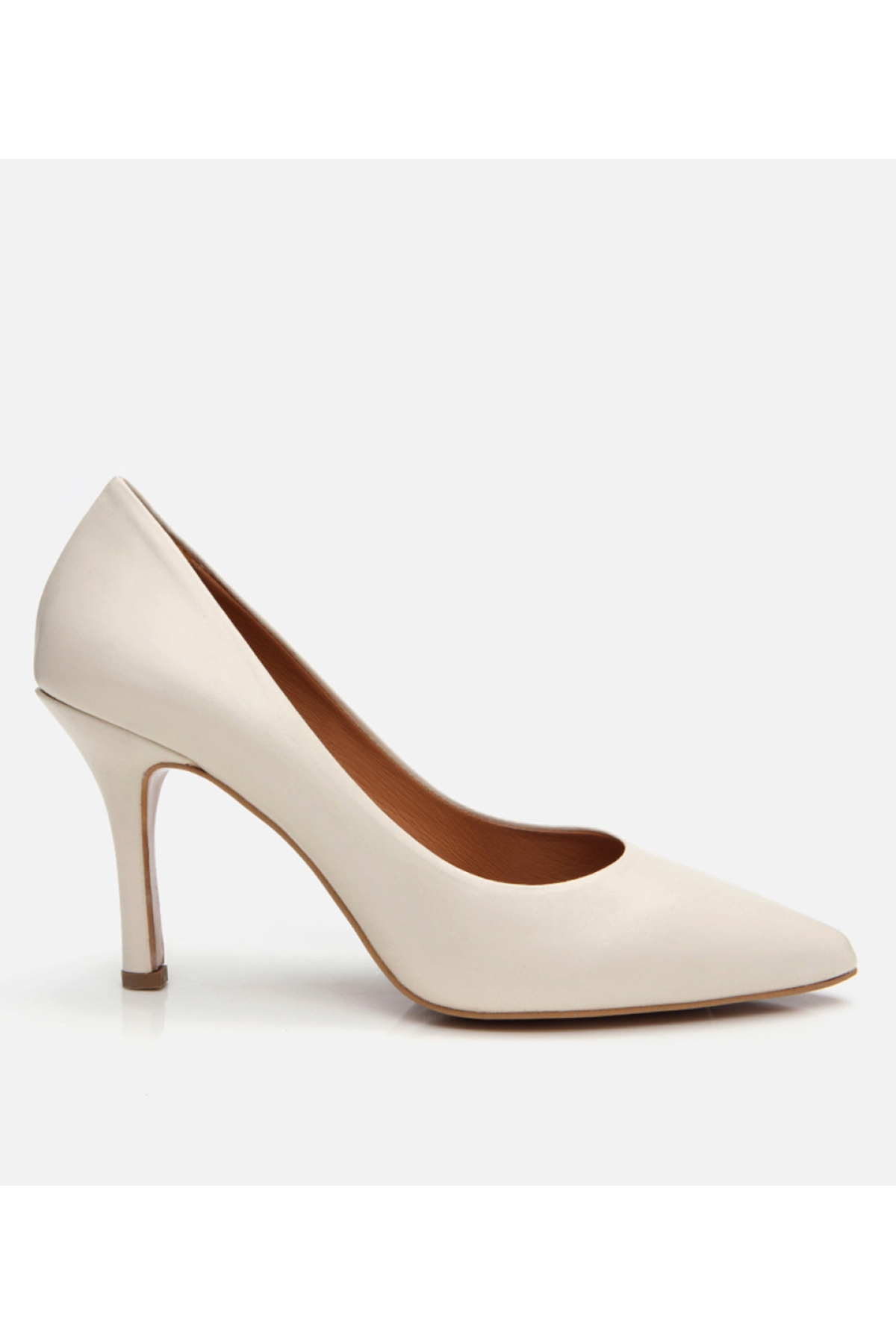 Kadın Deri Ekru Yüksek Topuklu Stiletto - Görsel 2