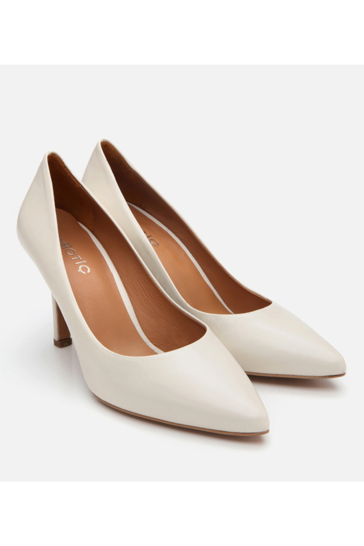Kadın Deri Ekru Yüksek Topuklu Stiletto - Görsel 3