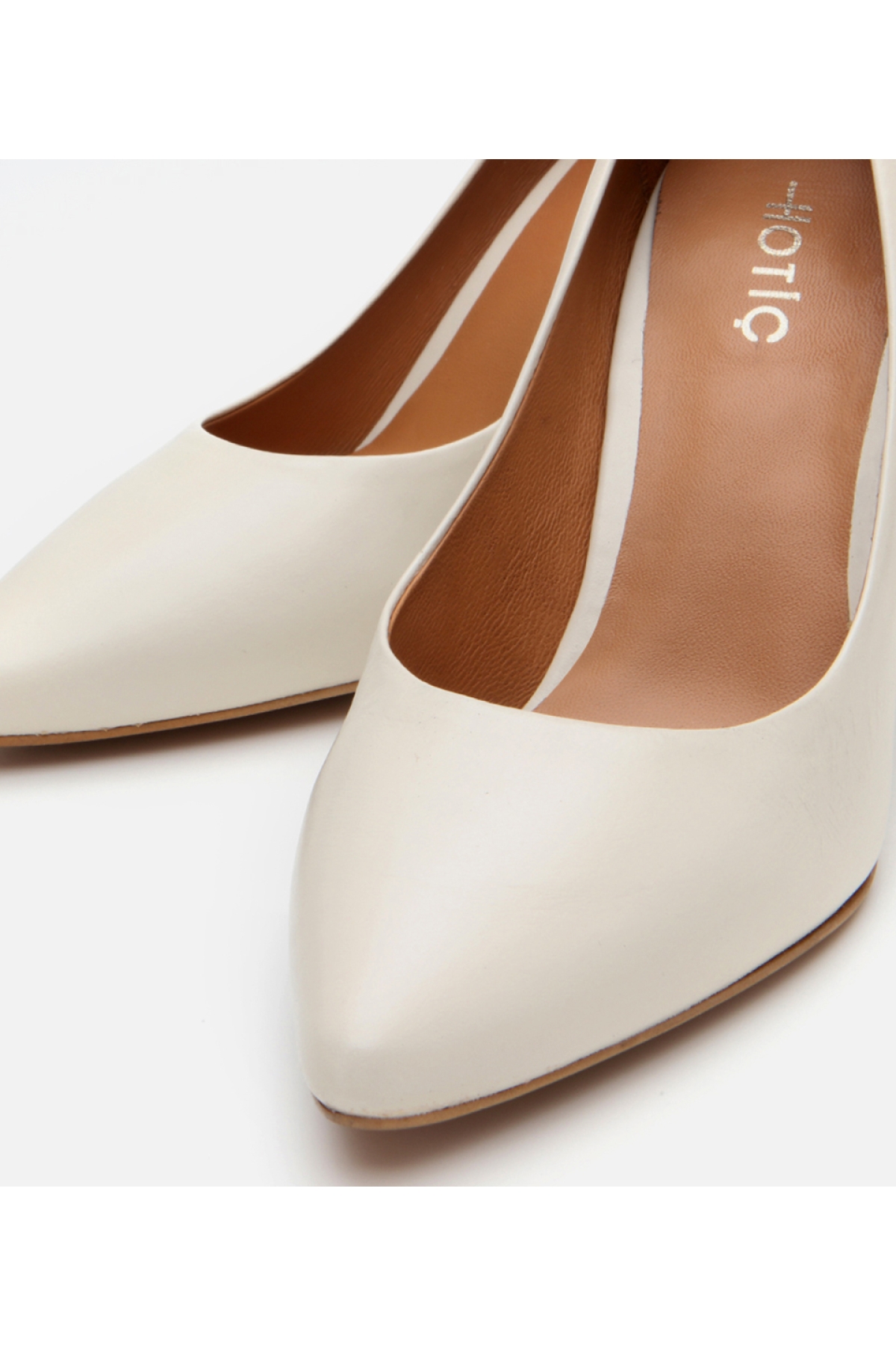 Kadın Deri Ekru Yüksek Topuklu Stiletto - Görsel 5