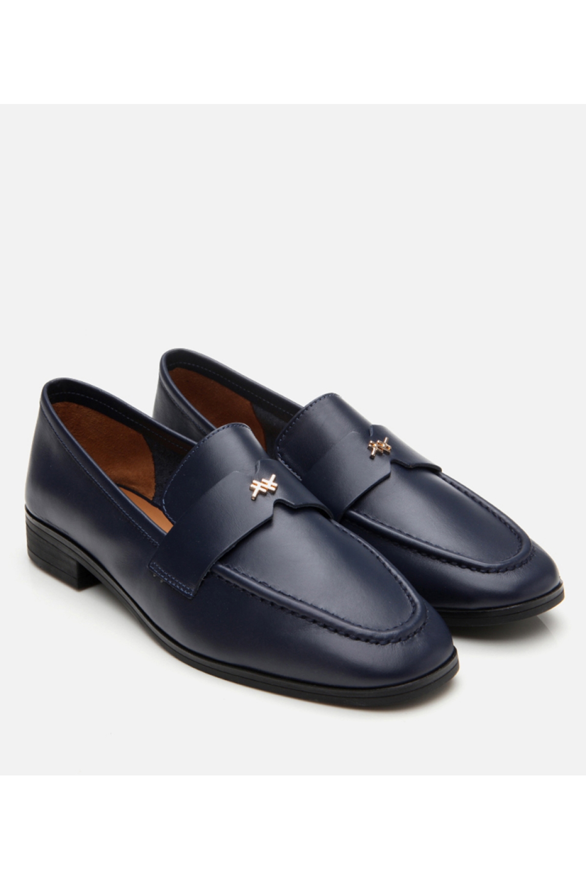 Kadın Deri Lacivert Esnek Tabanlı Klasik Loafer - Görsel 3