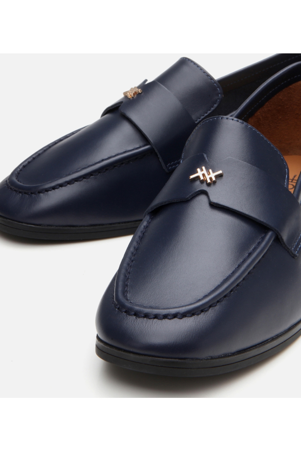 Kadın Deri Lacivert Esnek Tabanlı Klasik Loafer - Görsel 4