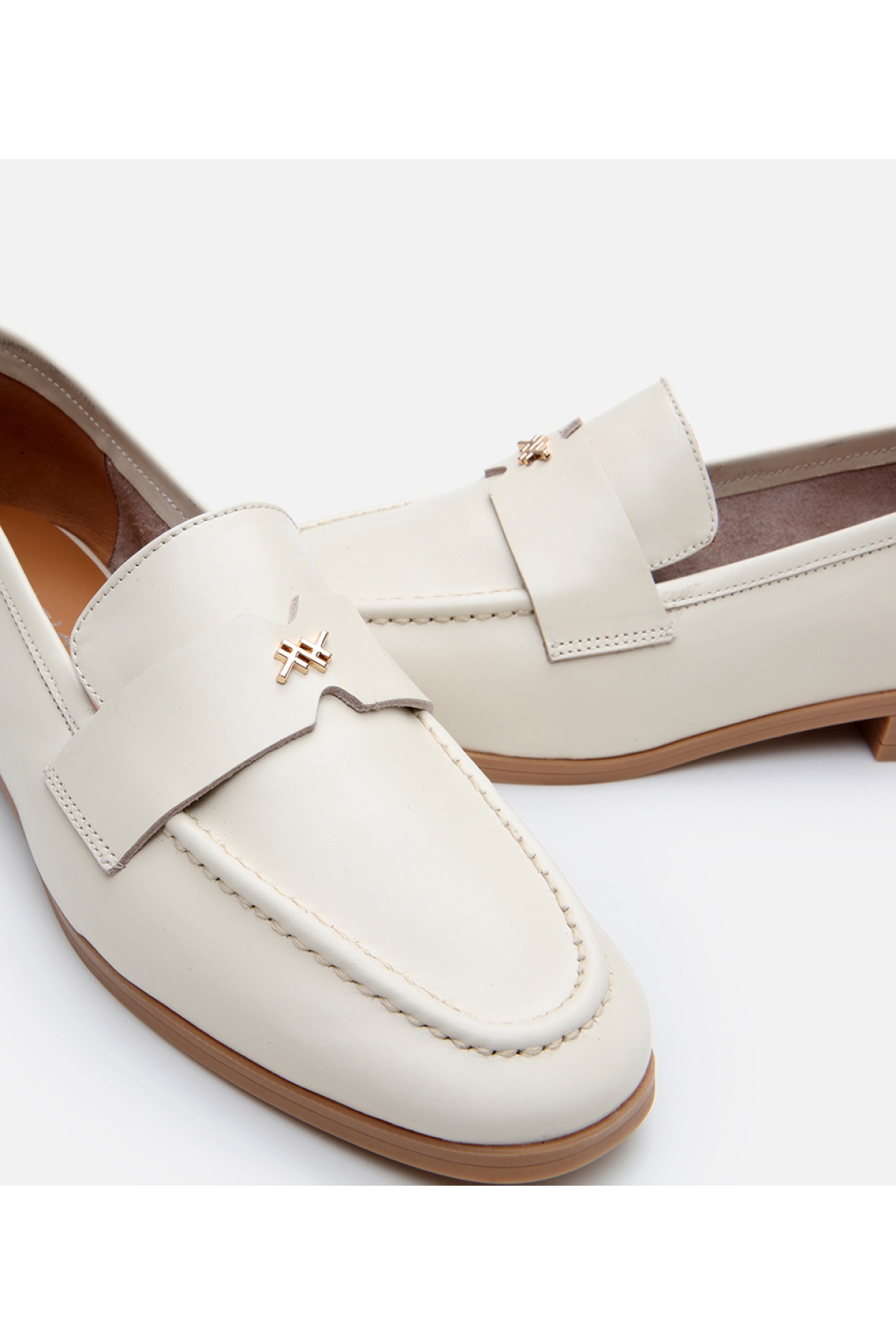 Kadın Deri Ekru Esnek Tabanlı Klasik Loafer - Görsel 5