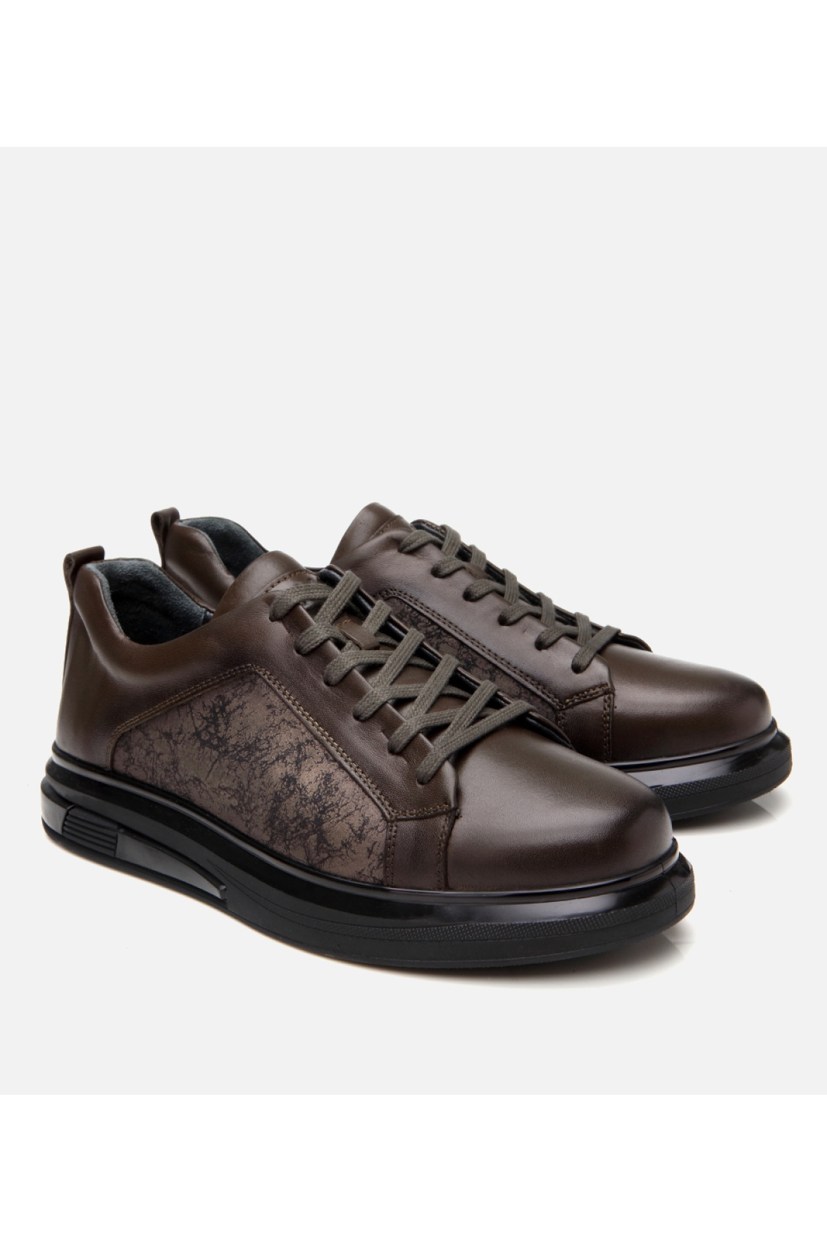 Erkek Deri Haki Spor Ayakkabı - Görsel 3