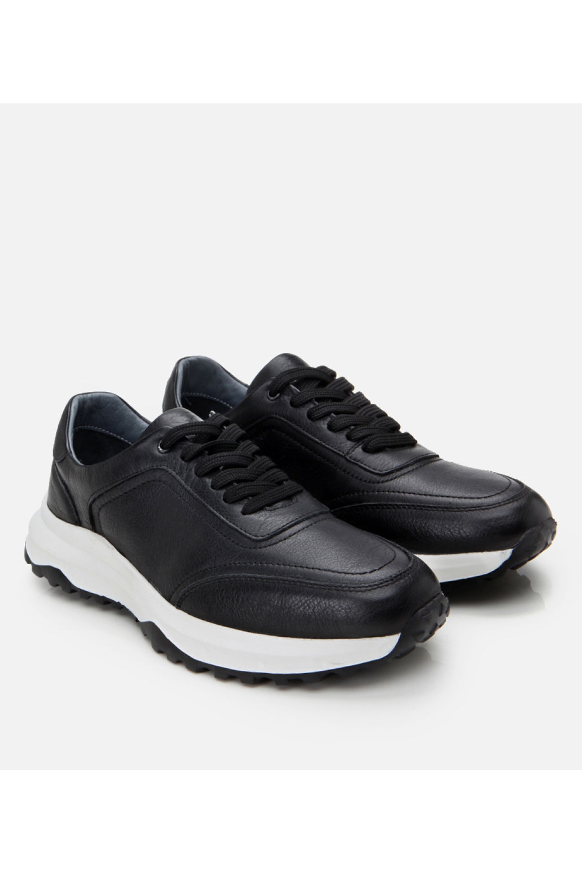 Erkek Deri Siyah Yumuşak Tabanlı Spor Ayakkabı - Görsel 3