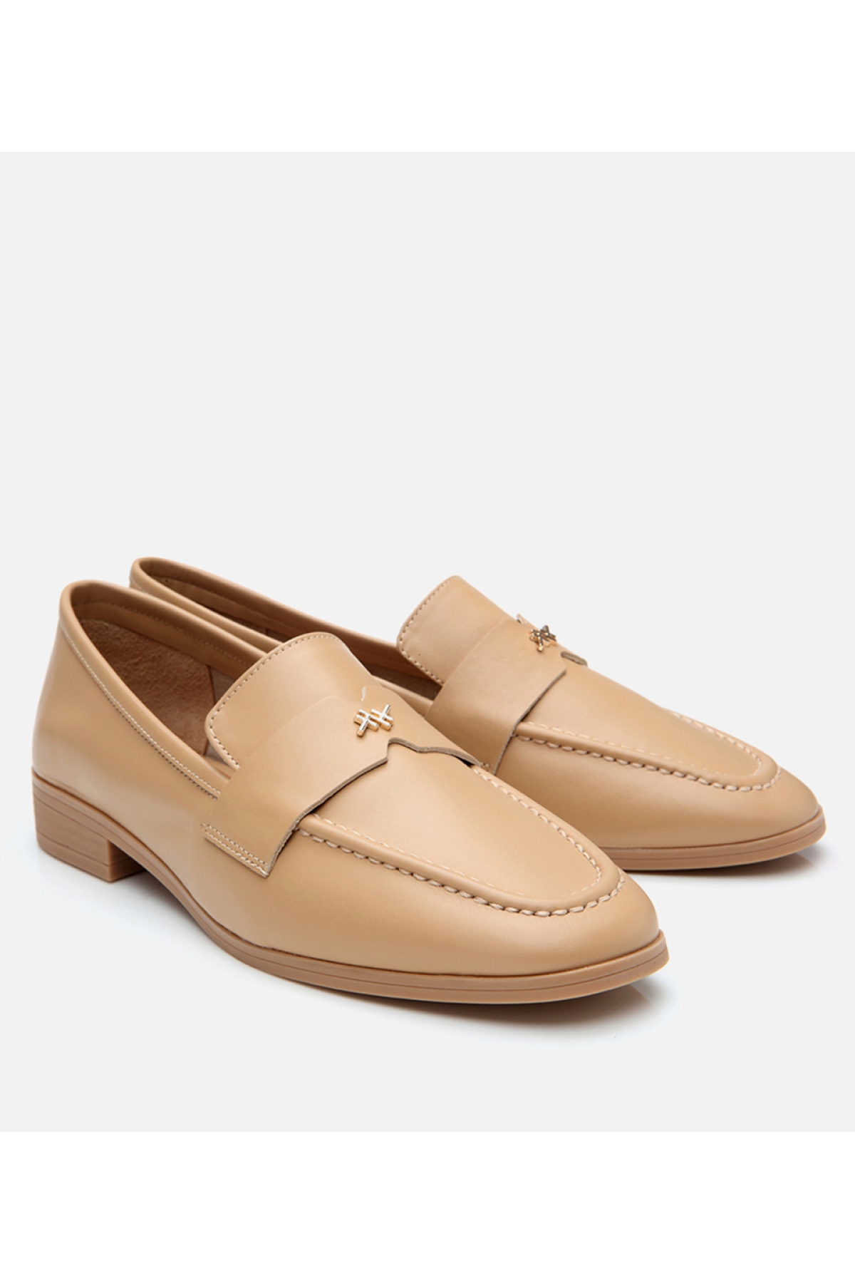 Kadın Deri Bej Esnek Tabanlı Klasik Loafer - Görsel 3