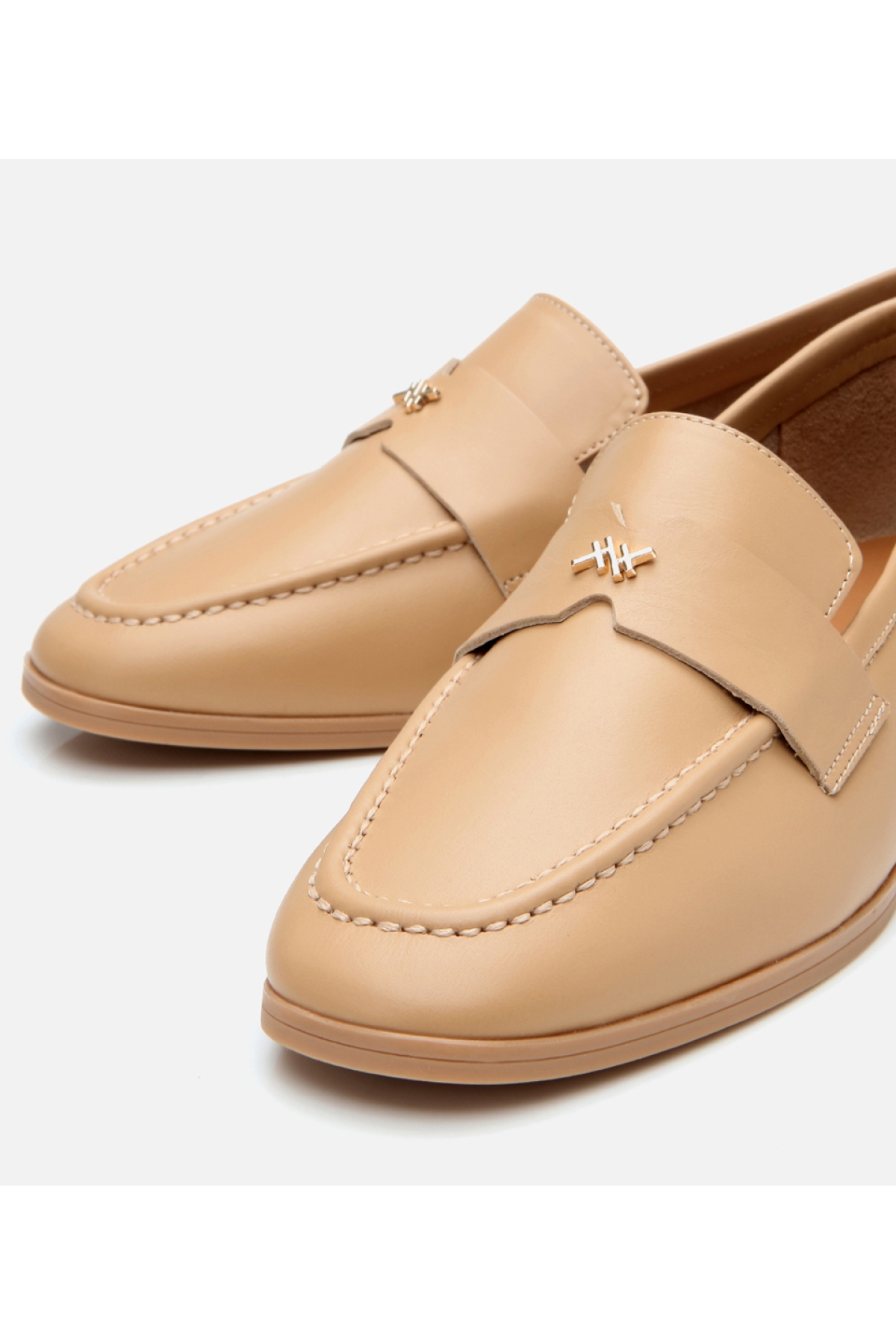 Kadın Deri Bej Esnek Tabanlı Klasik Loafer - Görsel 5