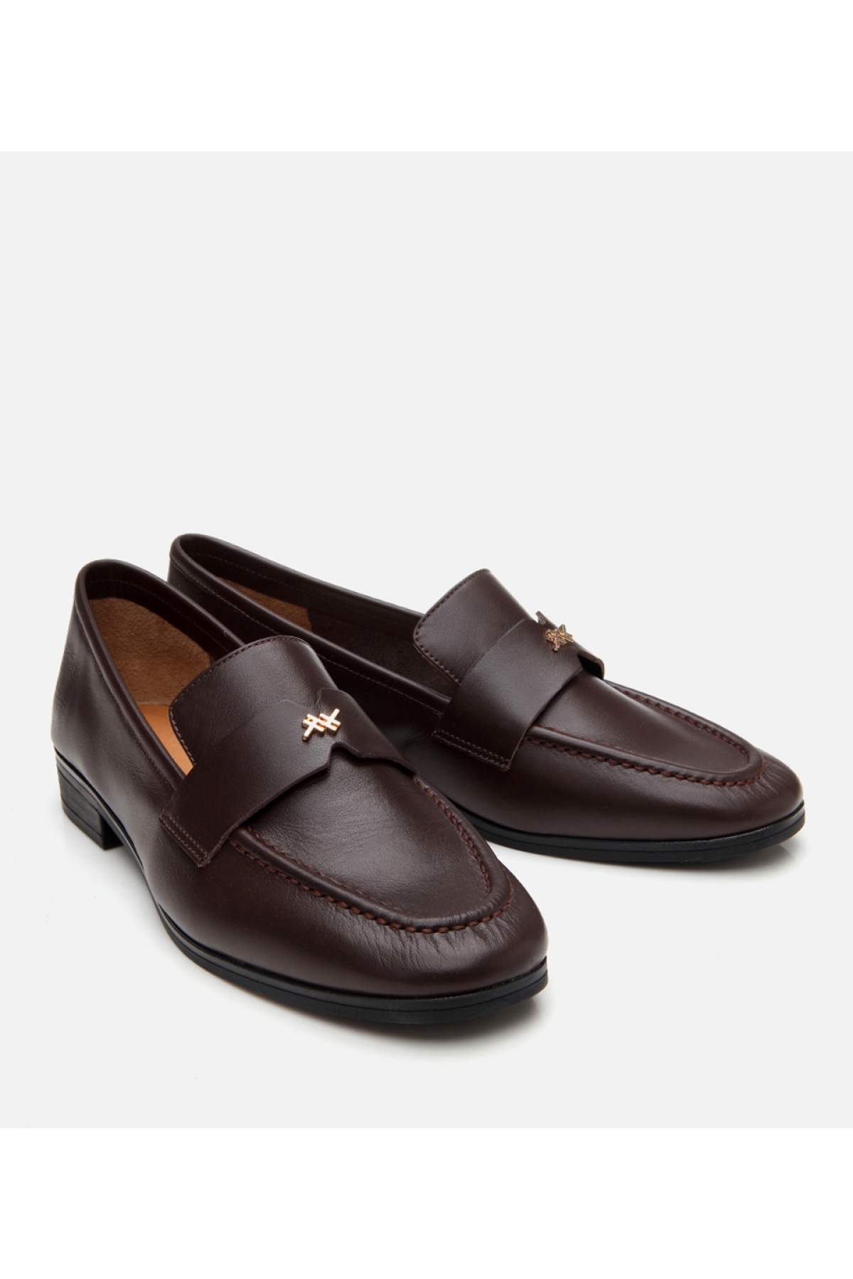 Kadın Deri Kahverengi Esnek Tabanlı Klasik Loafer - Görsel 3