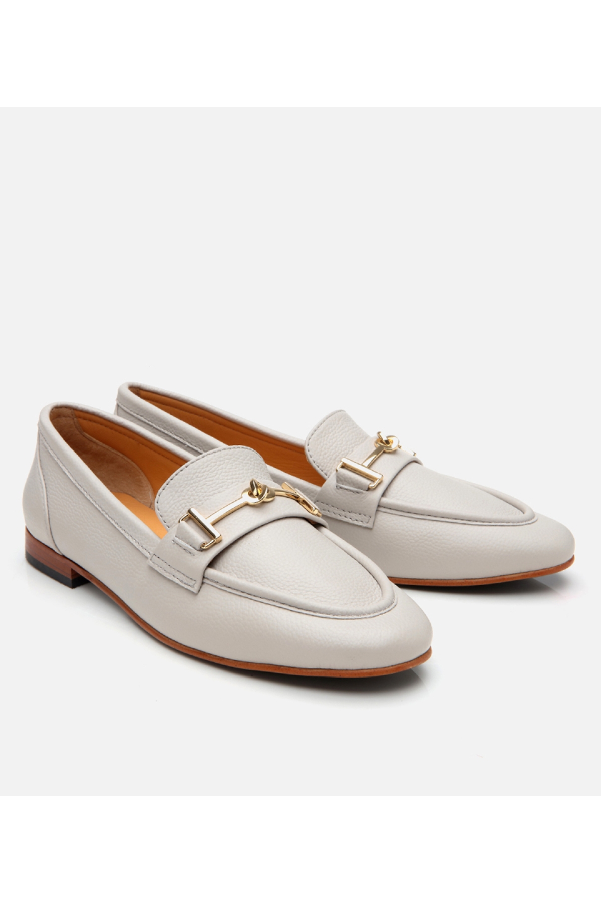 Kadın Deri Ekru Tokalı Klasik Loafer - Görsel 3