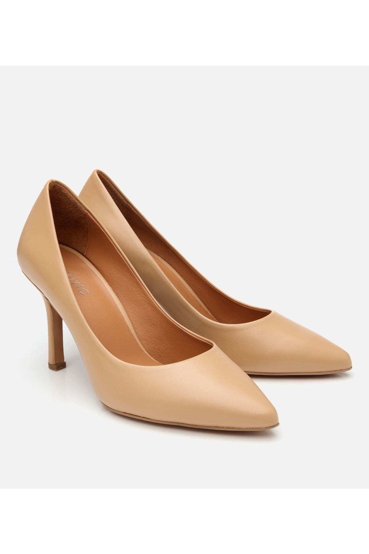 Kadın Deri Bej Yüksek Topuklu Stiletto - Görsel 3