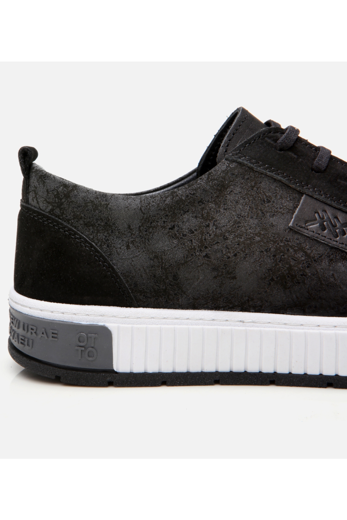 Erkek Deri Siyah Baskılı Spor Ayakkabı - Görsel 5