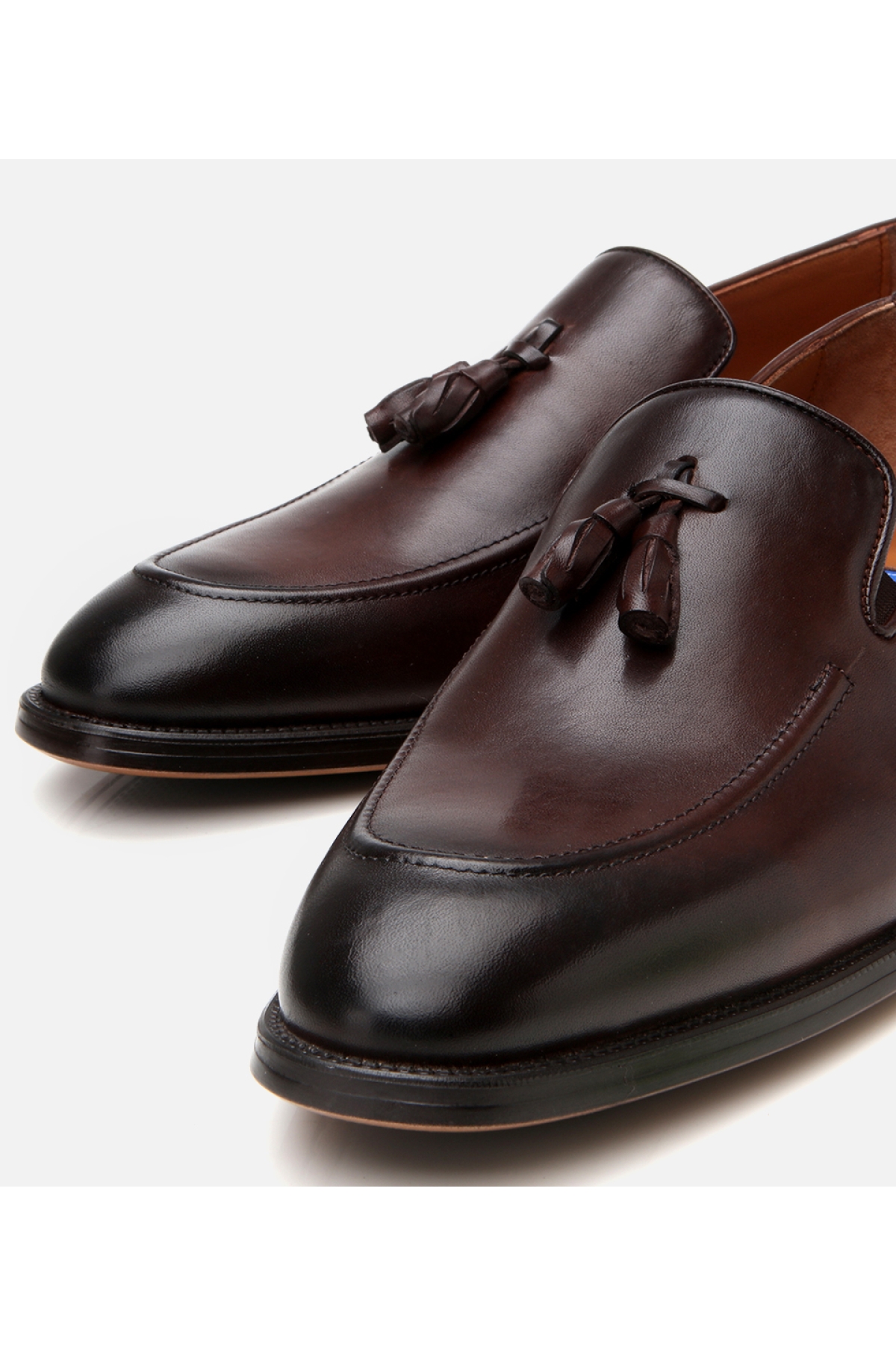 Erkek Deri Kahverengi Püskül Detaylı Klasik Loafer - Görsel 4