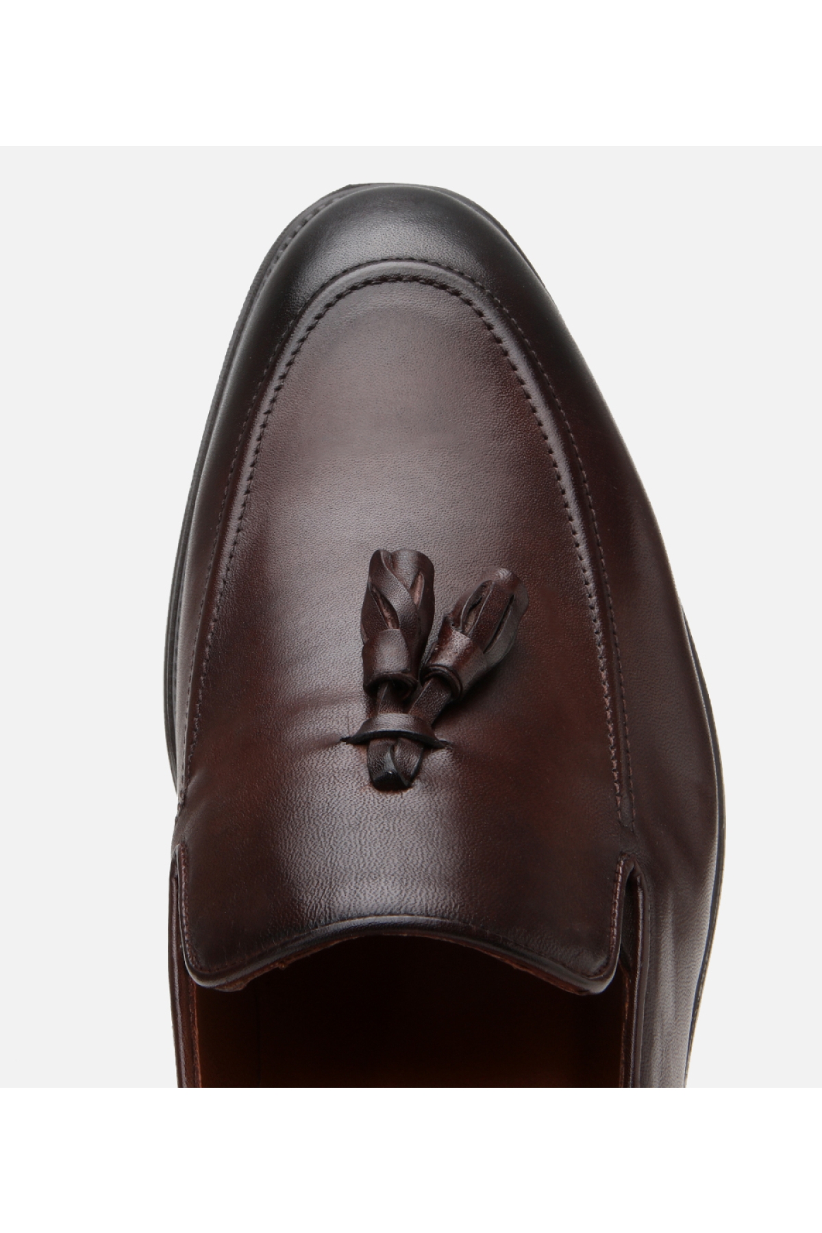 Erkek Deri Kahverengi Püskül Detaylı Klasik Loafer - Görsel 5