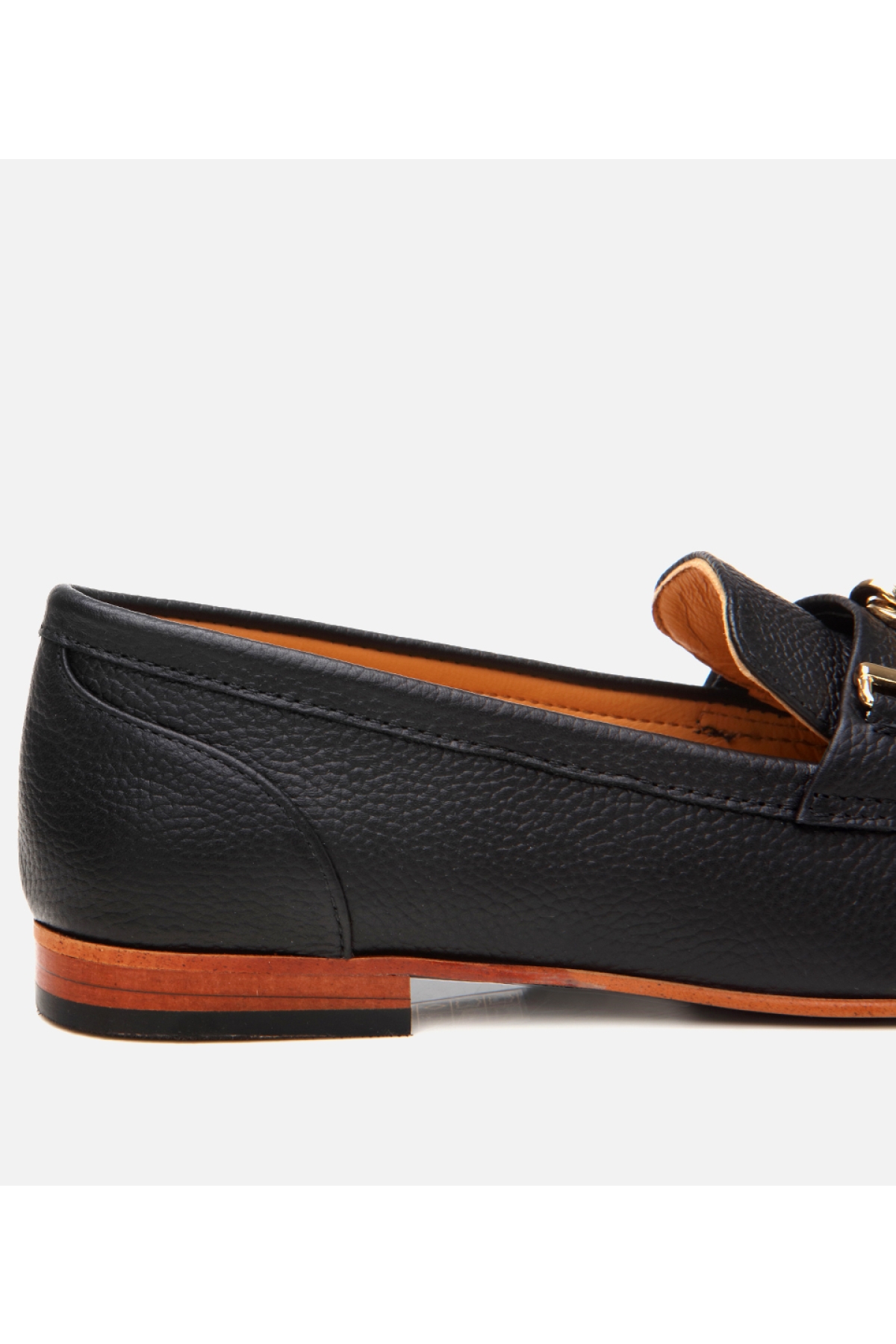 Kadın Deri Siyah Tokalı Klasik Loafer - Görsel 5