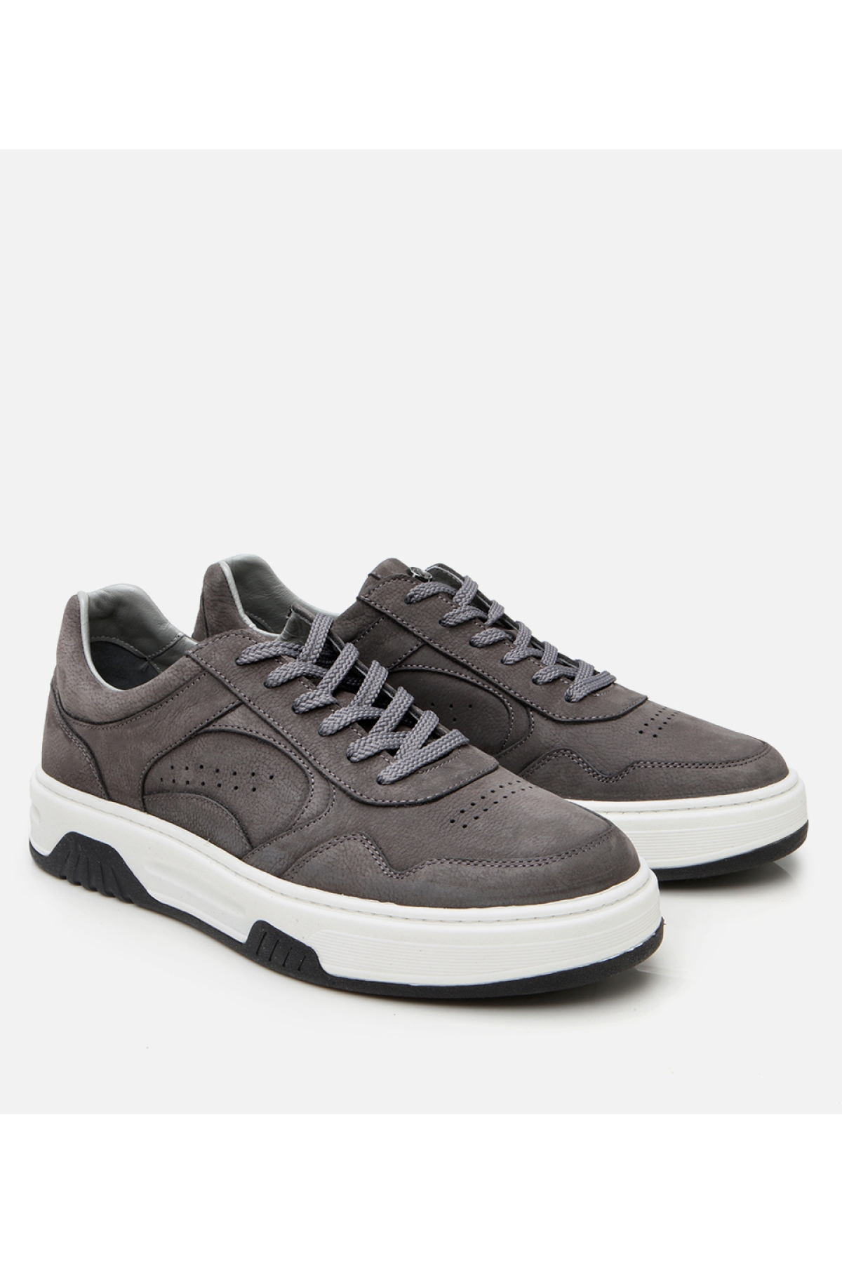 Erkek Nubuk Deri Gri Yüksek Tabanlı Spor Ayakkabı - Görsel 3