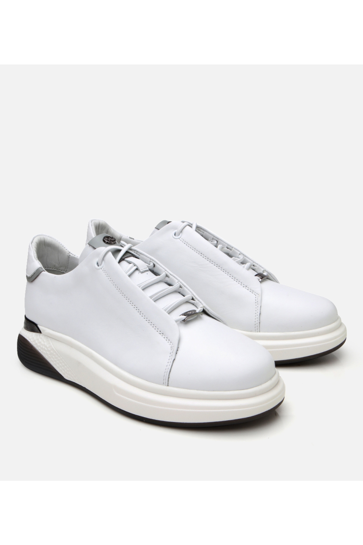 Erkek Deri Beyaz Yüksek Tabanlı Spor Ayakkabı - Görsel 3