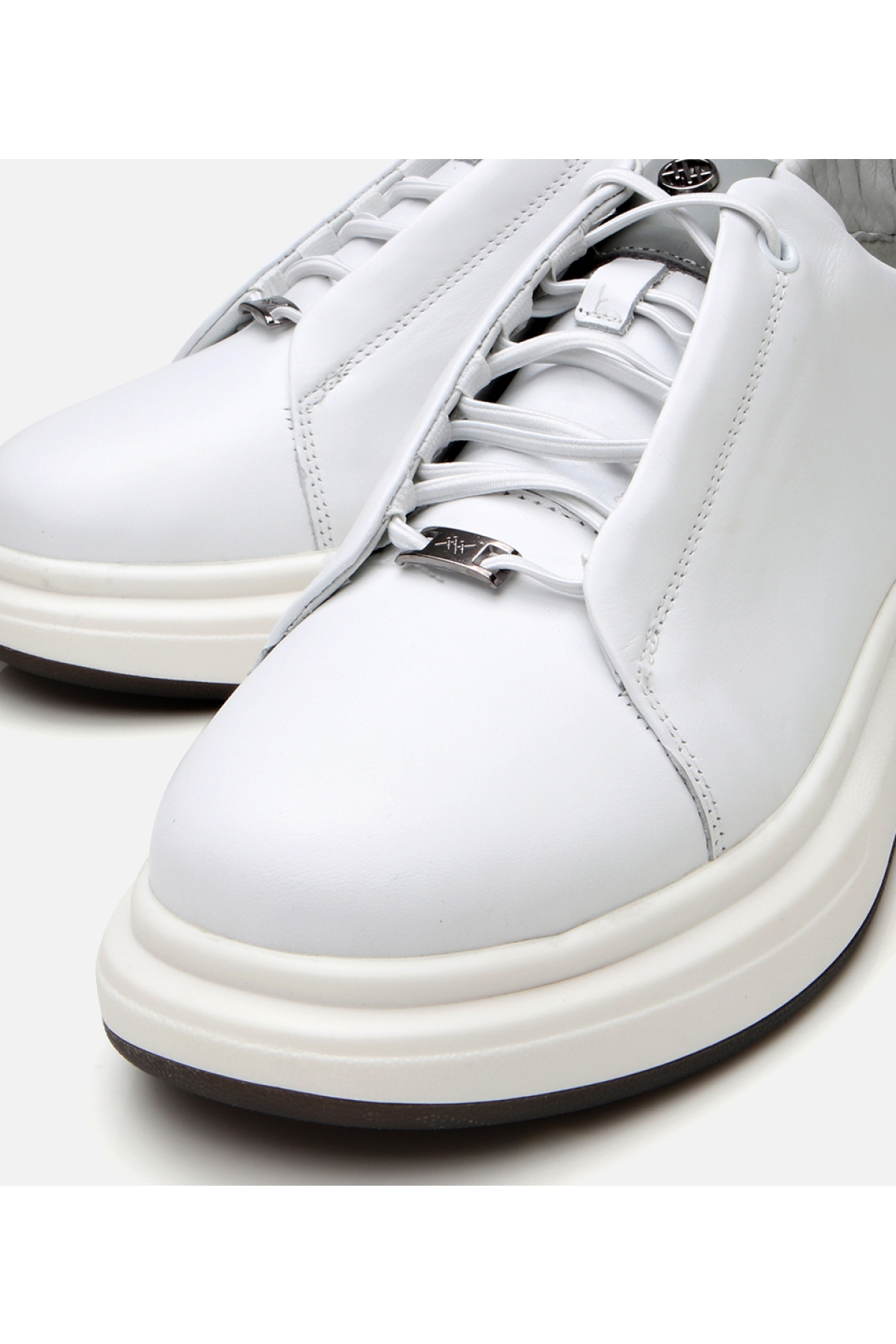 Erkek Deri Beyaz Yüksek Tabanlı Spor Ayakkabı - Görsel 4