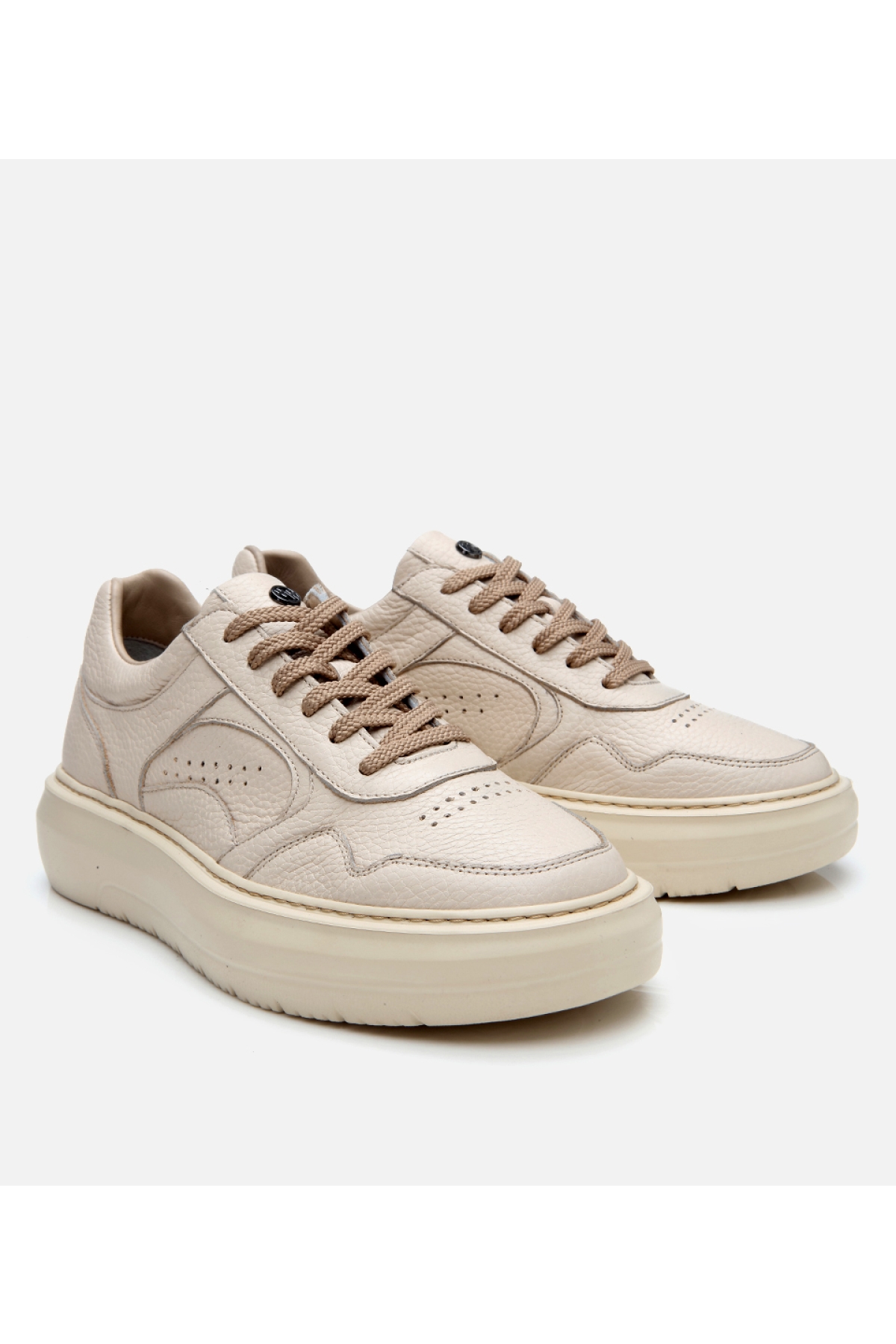 Erkek Deri Bej Yüksek Tabanlı Spor Ayakkabı - Görsel 3