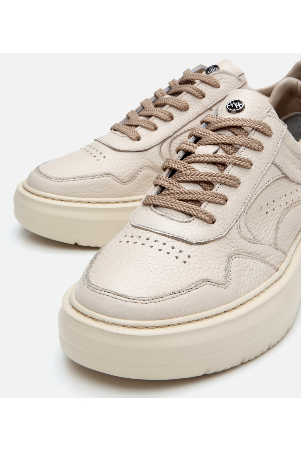 Erkek Deri Bej Yüksek Tabanlı Spor Ayakkabı - Görsel 4