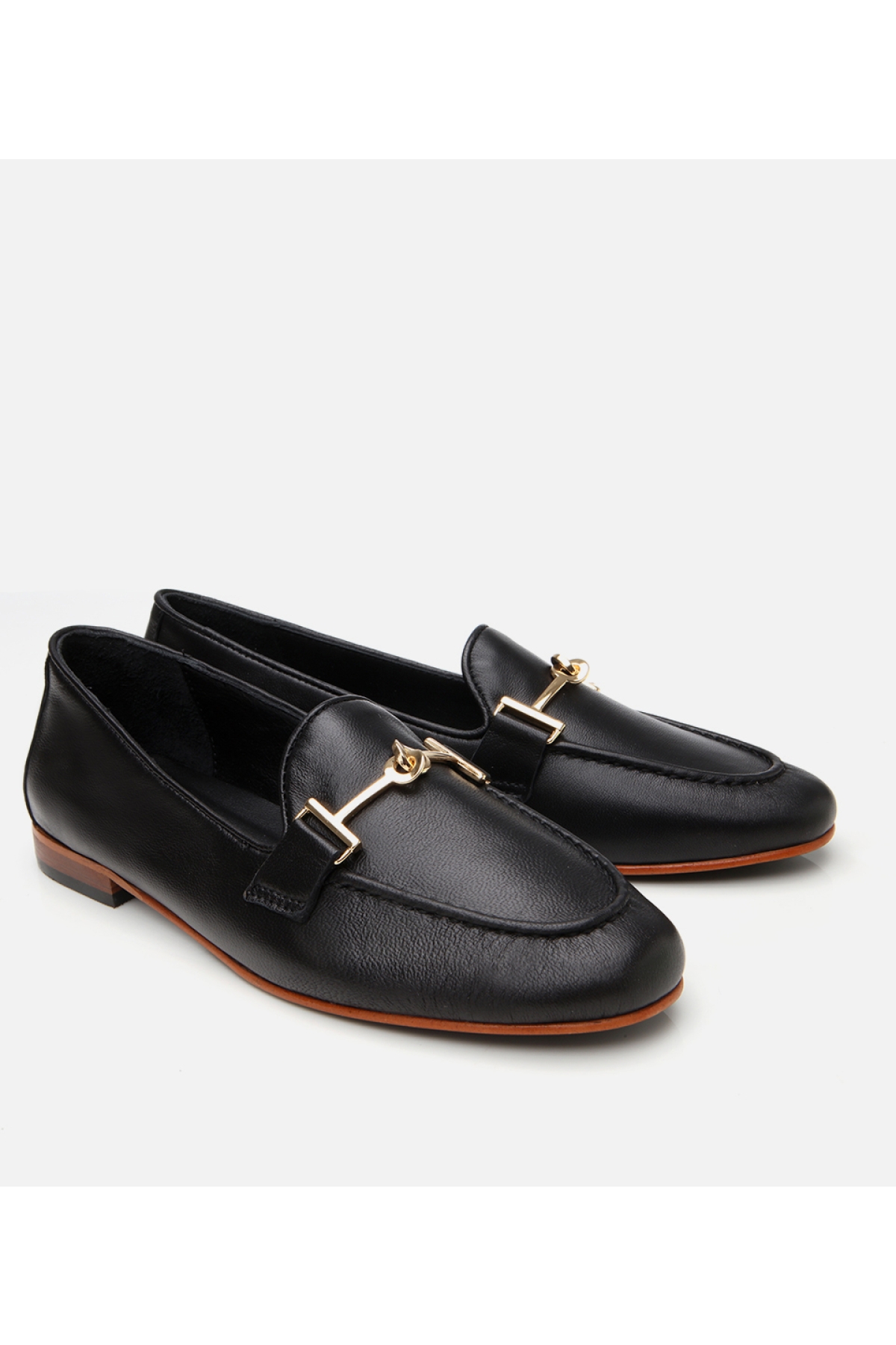 Kadın Deri Siyah Tokalı Klasik Loafer - Görsel 3