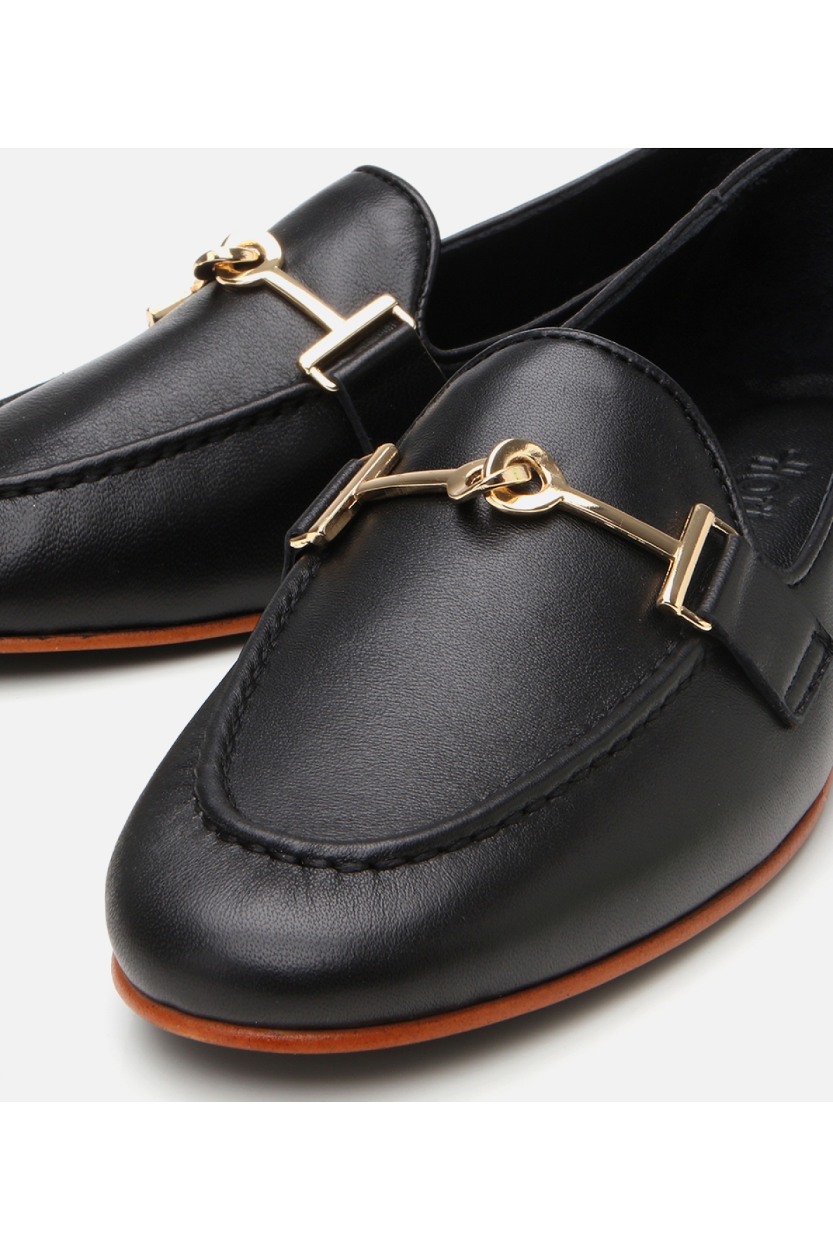 Kadın Deri Siyah Tokalı Klasik Loafer - Görsel 4