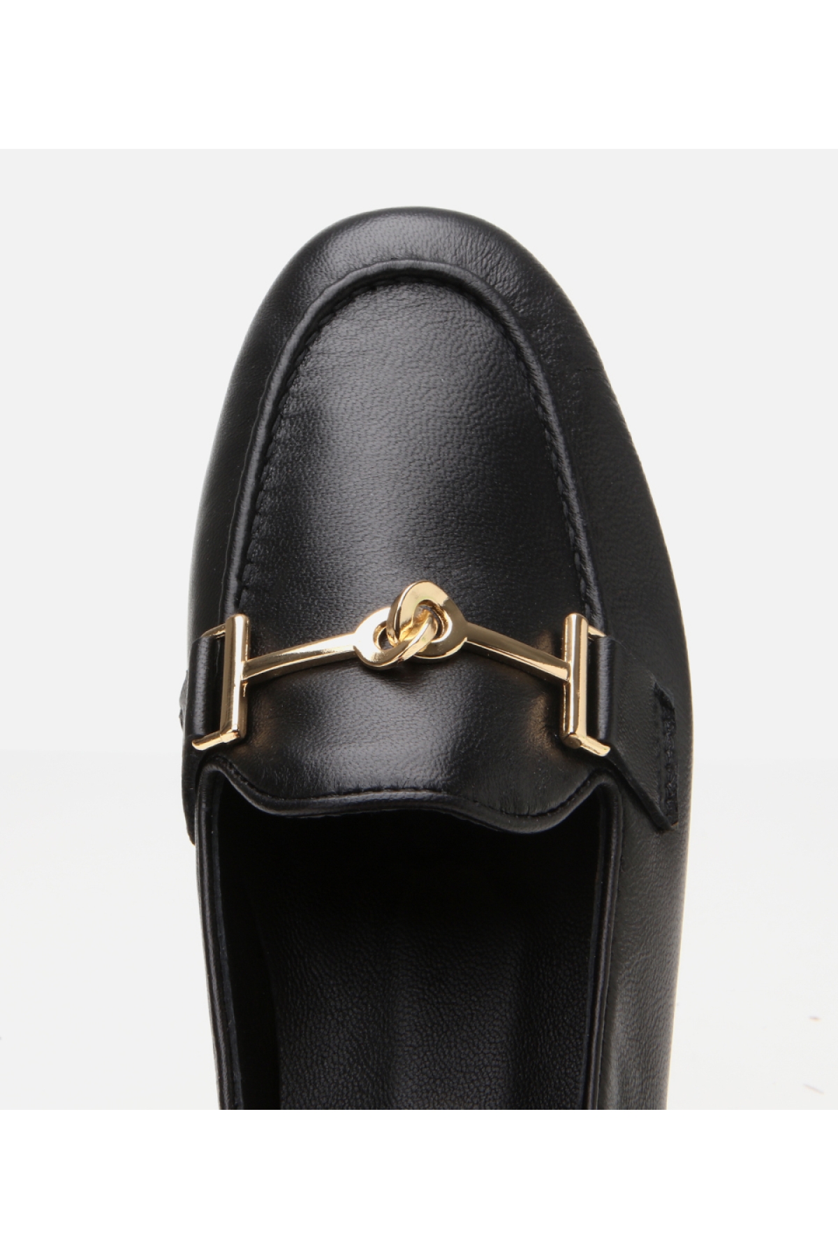 Kadın Deri Siyah Tokalı Klasik Loafer - Görsel 5